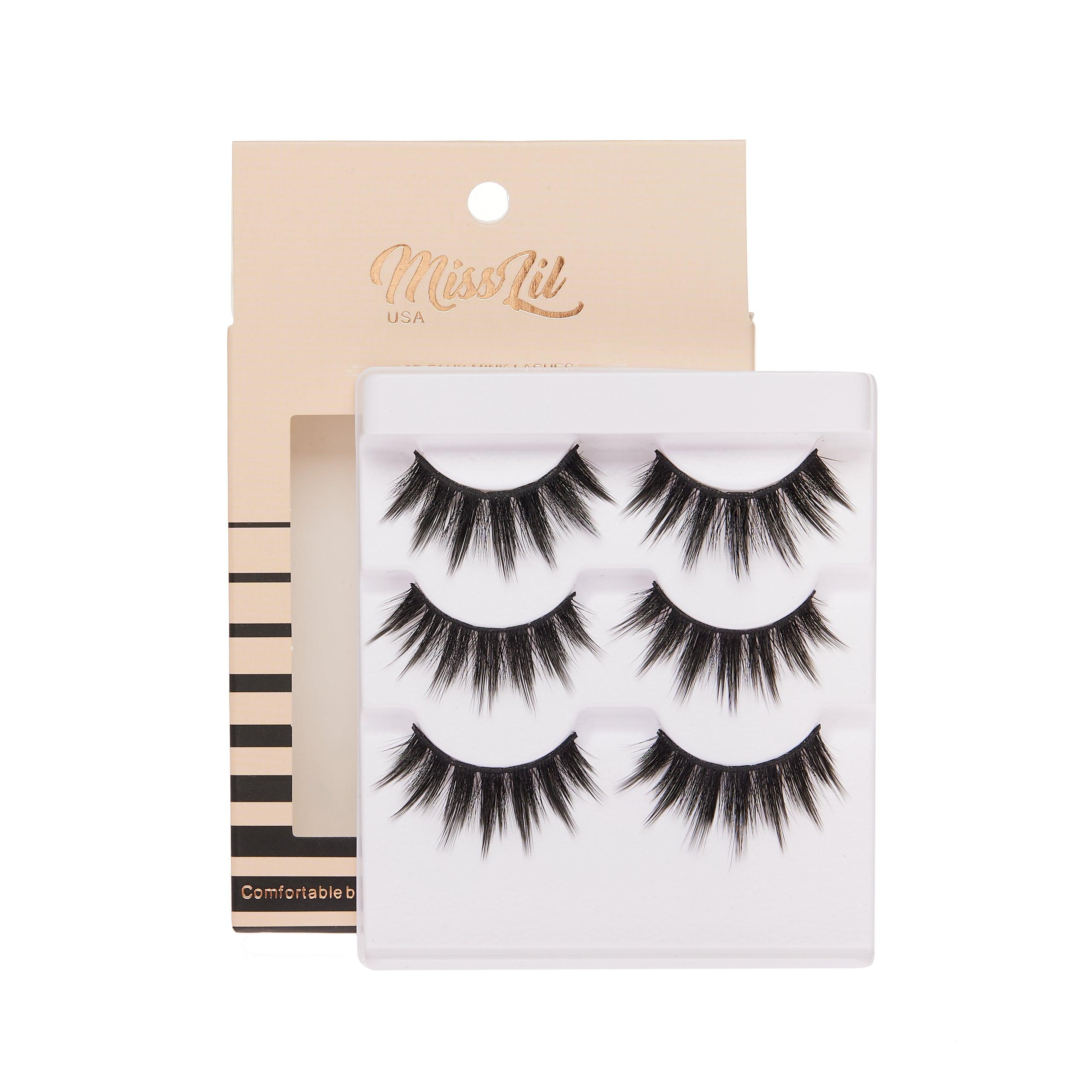 3-Pair Faux 9D Mink Eyelashes - Luxury Collection #1 - Pack of 3 - Miss Lil USA