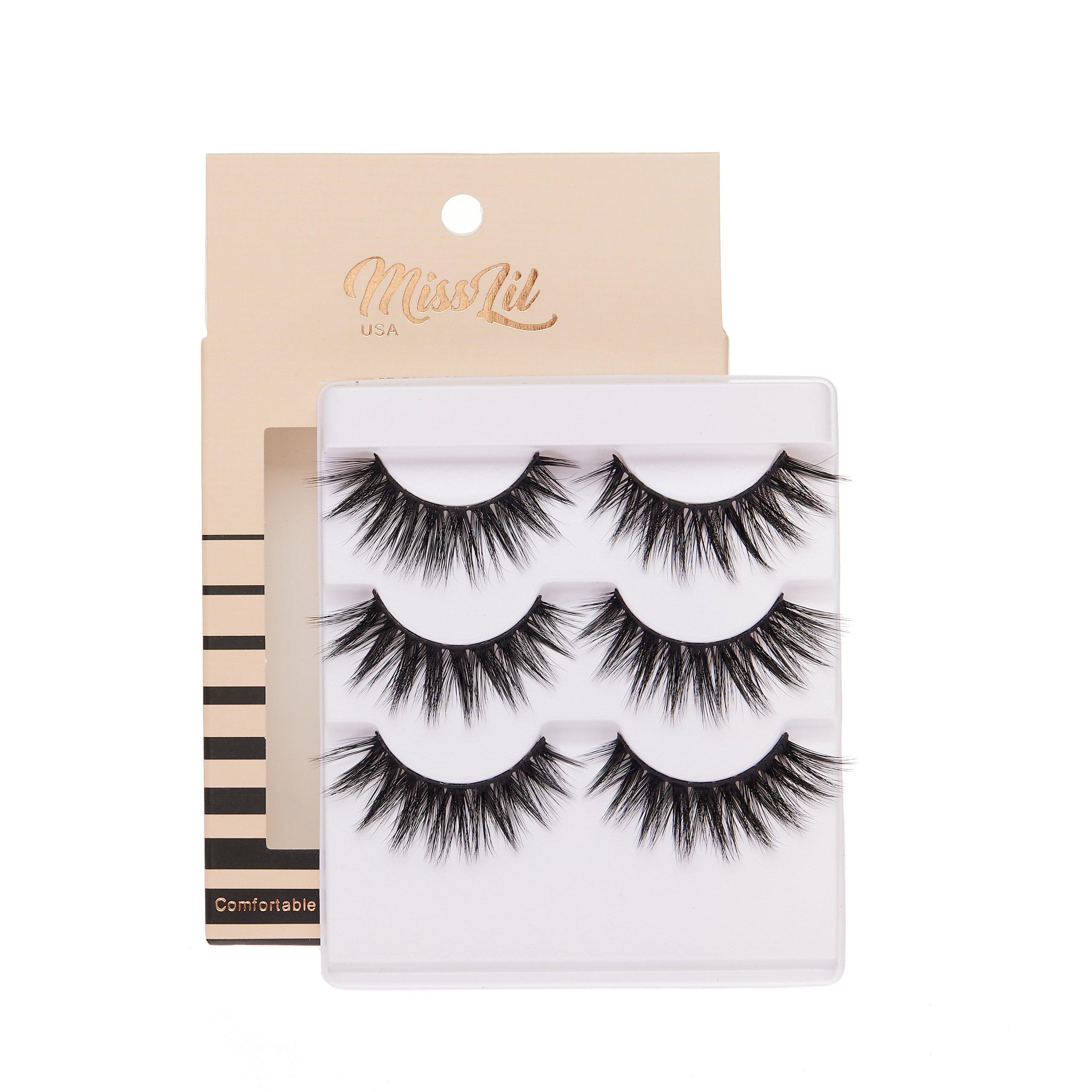3-Pair Faux 9D Mink Eyelashes - Luxury Collection #10 - Pack of 3 - Miss Lil USA