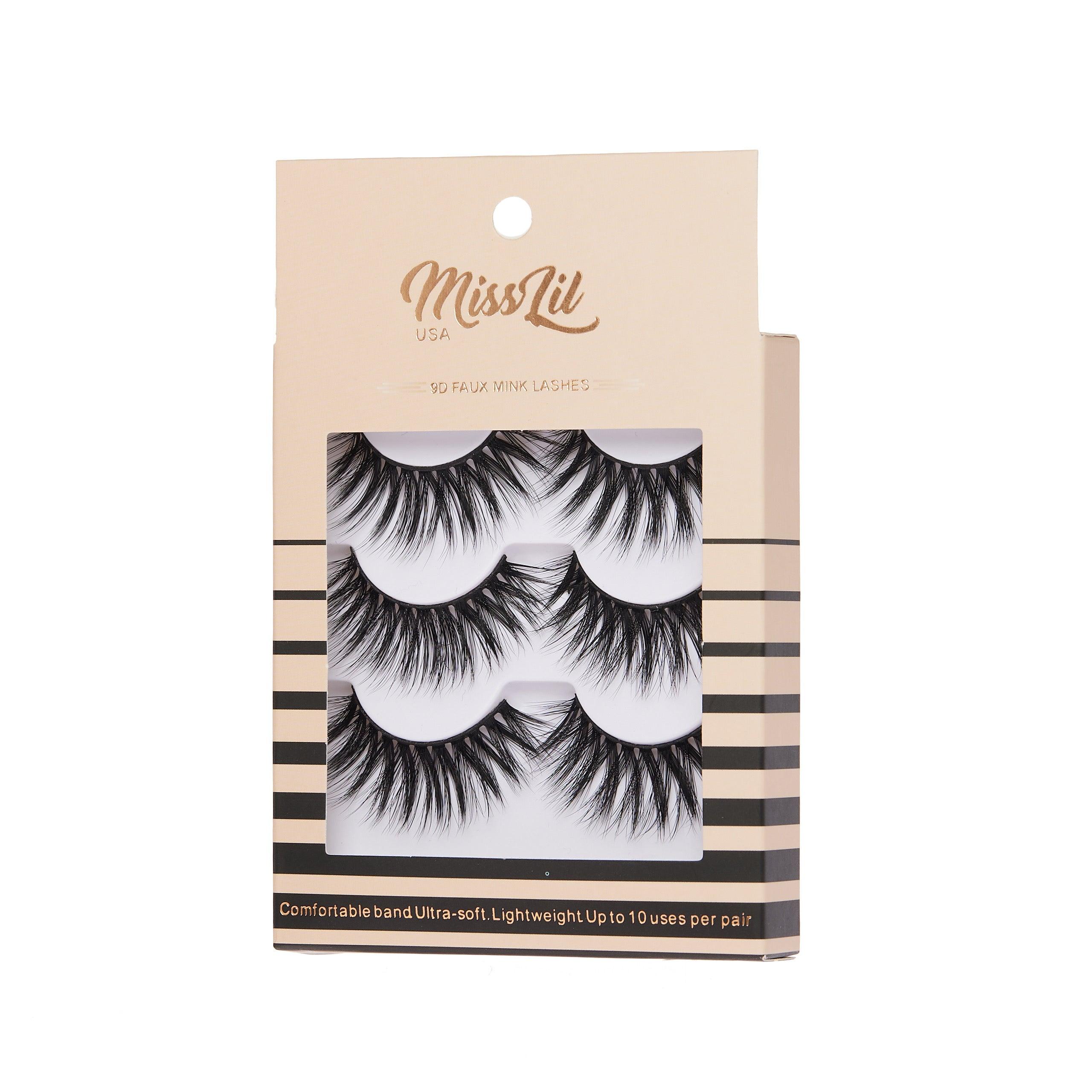 3-Pair Faux 9D Mink Eyelashes - Luxury Collection #11 - Pack of 3 - Miss Lil USA