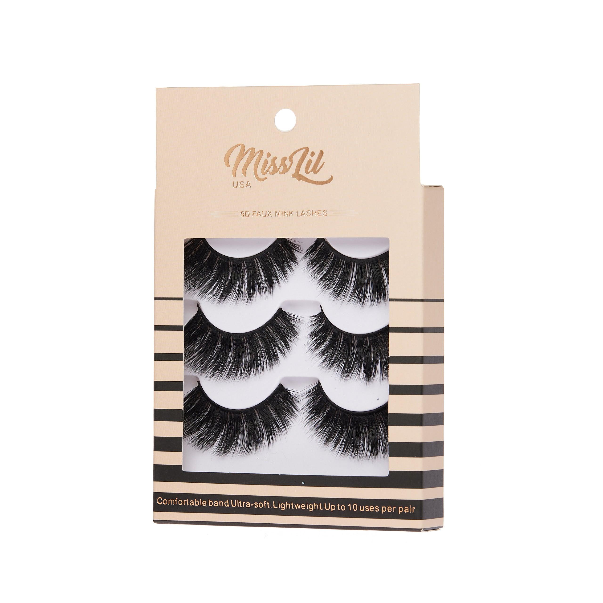 3-Pair Faux 9D Mink Eyelashes - Luxury Collection #13 - Pack of 3 - Miss Lil USA