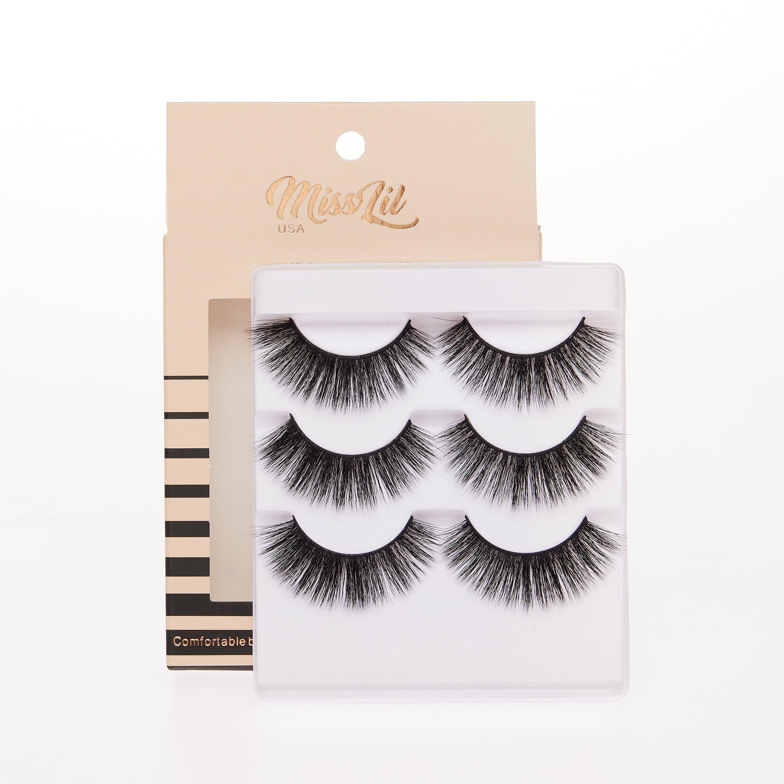 3-Pair Faux 9D Mink Eyelashes - Luxury Collection #20 - Pack of 12 - Miss Lil USA