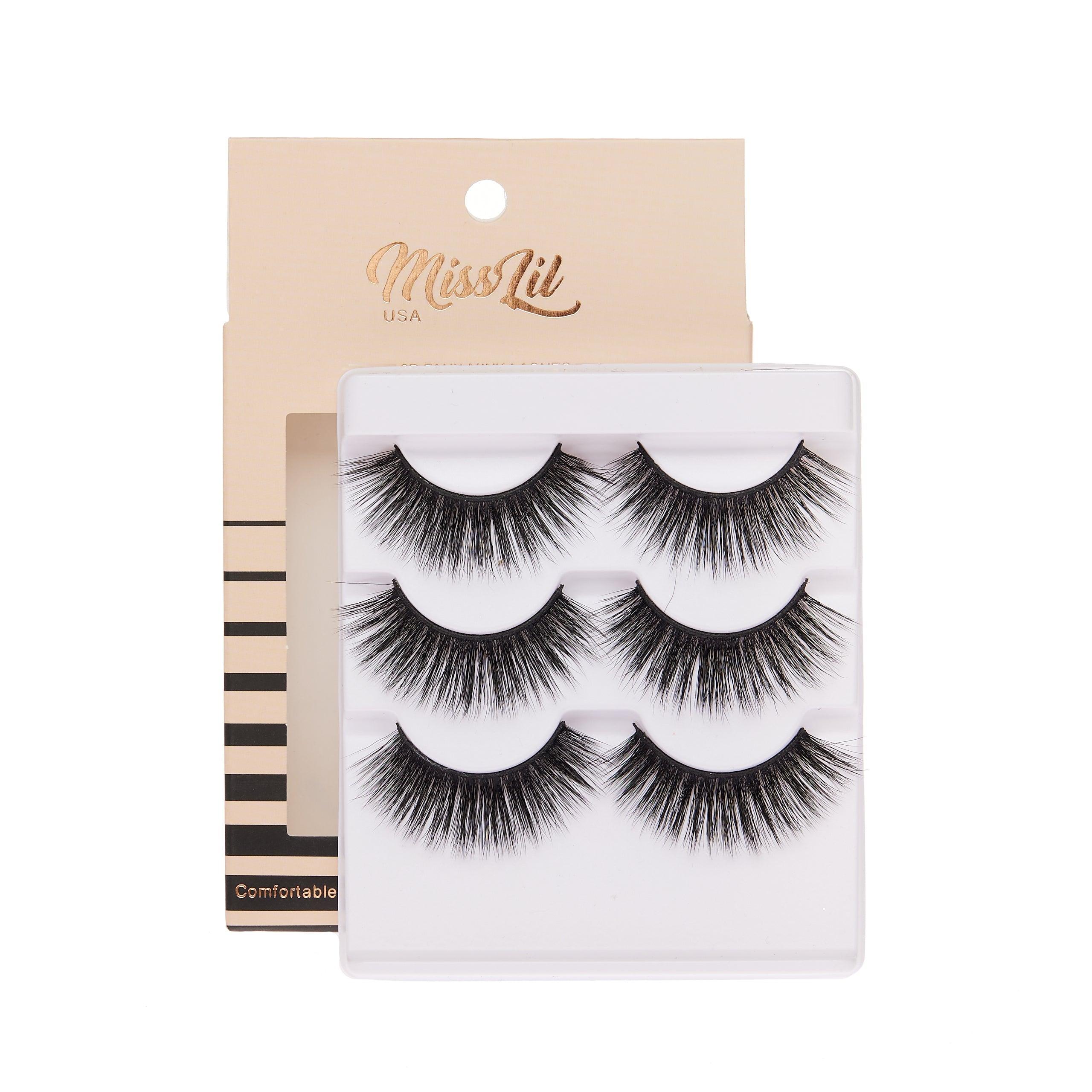 3-Pair Faux 9D Mink Eyelashes - Luxury Collection #24 - Pack of 12 - Miss Lil USA