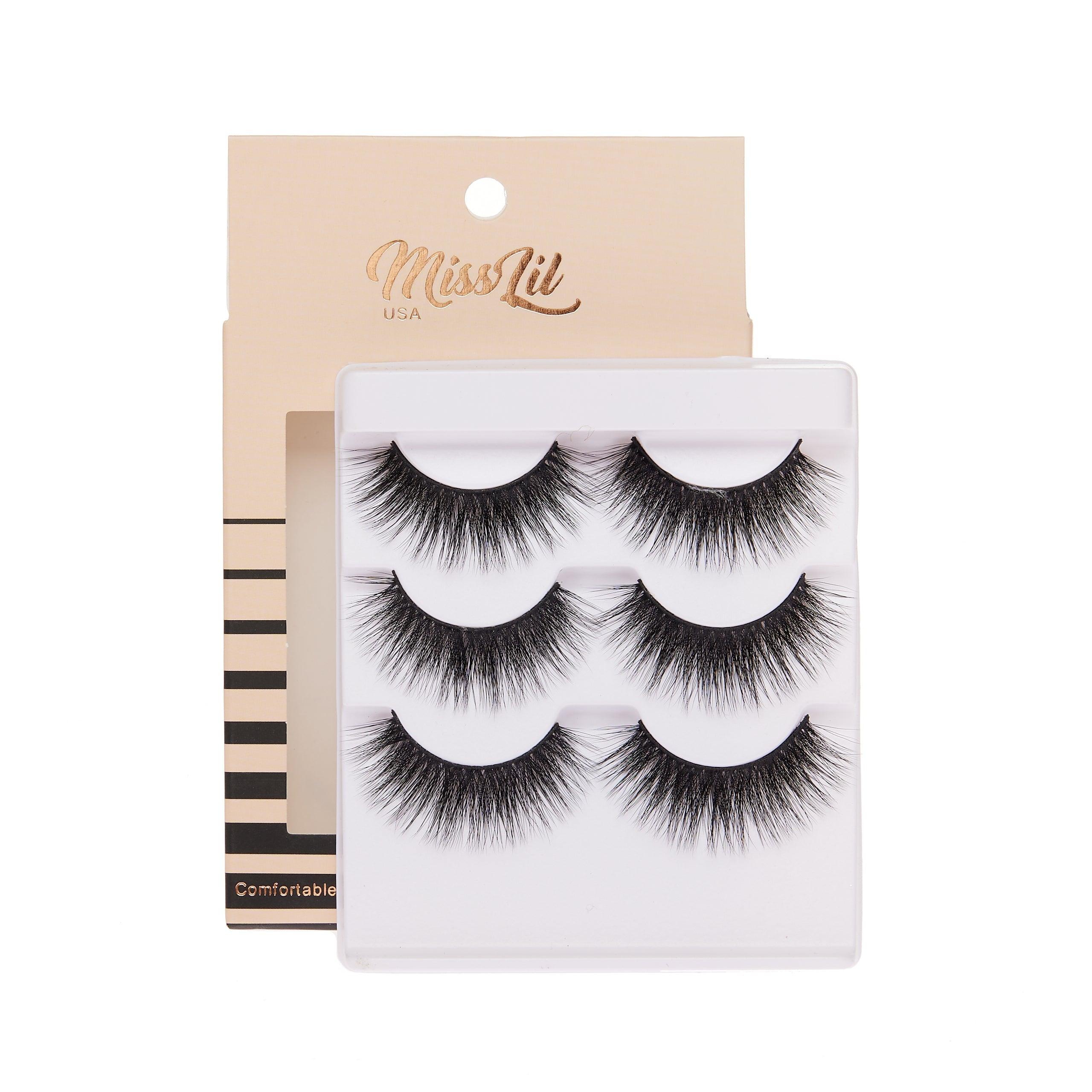 3-Pair Faux 9D Mink Eyelashes - Luxury Collection #25 - Pack of 12 - Miss Lil USA