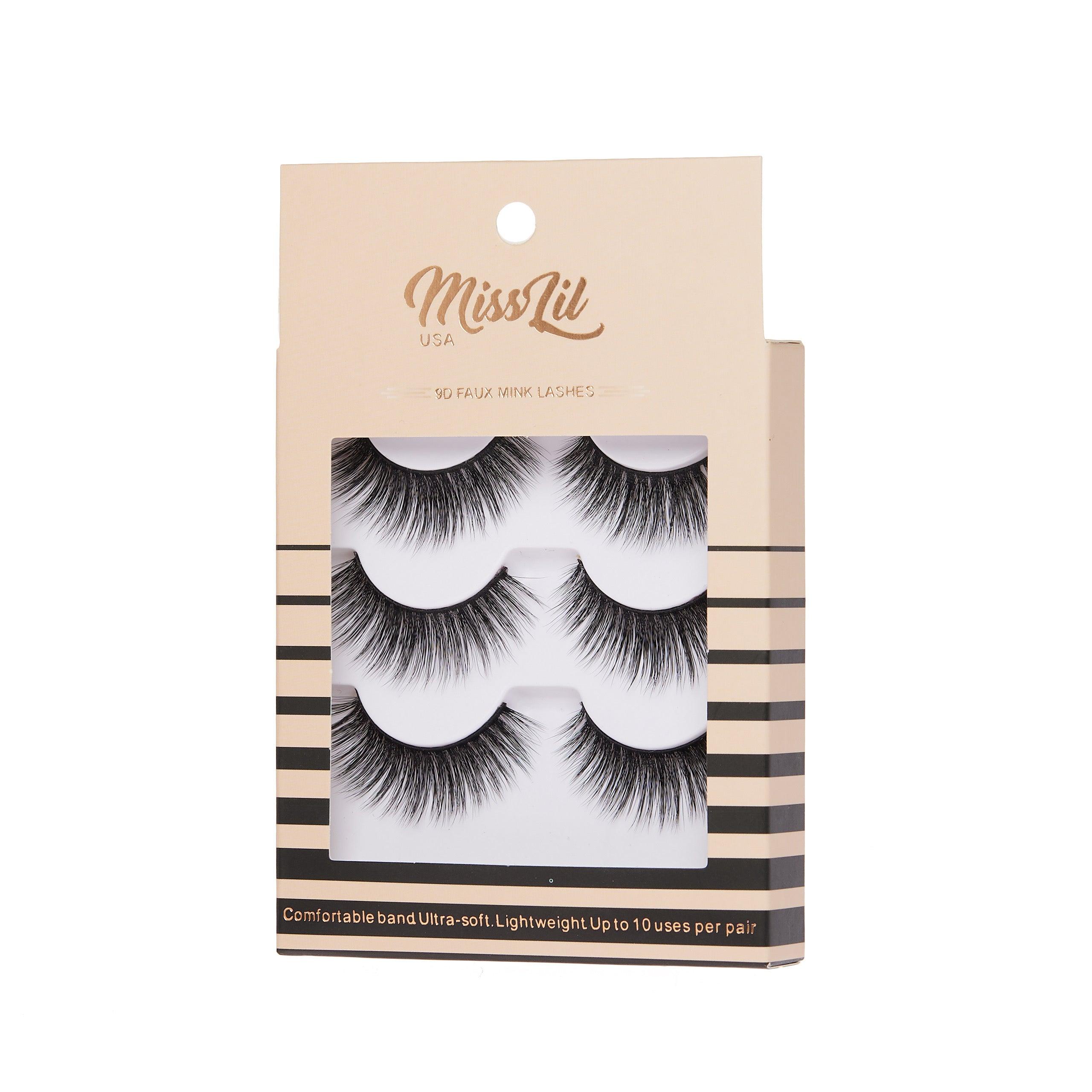 3-Pair Faux 9D Mink Eyelashes - Luxury Collection #26 - Pack of 3 - Miss Lil USA