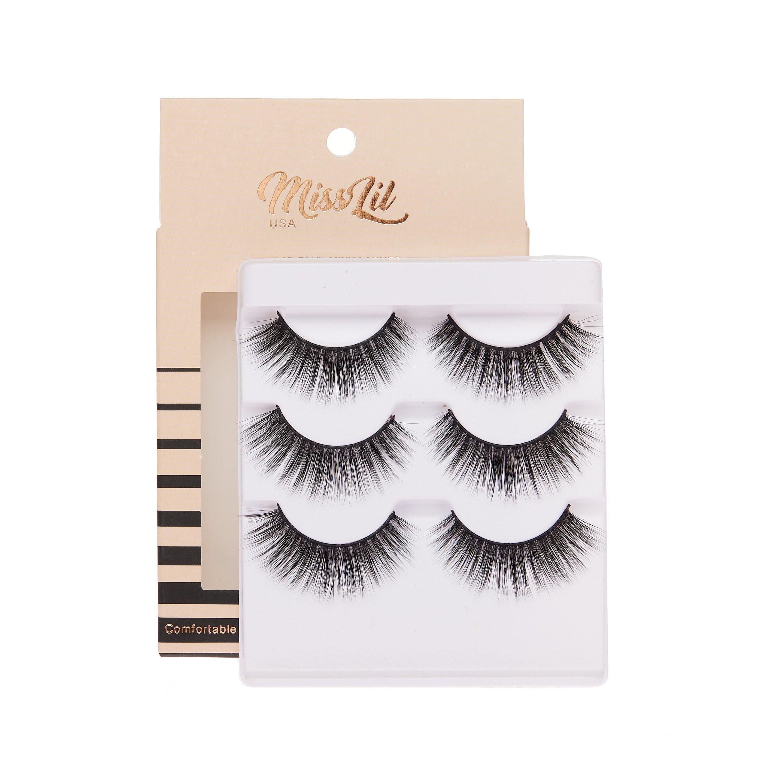 3-Pair Faux 9D Mink Eyelashes - Luxury Collection #26 - Pack of 3 - Miss Lil USA