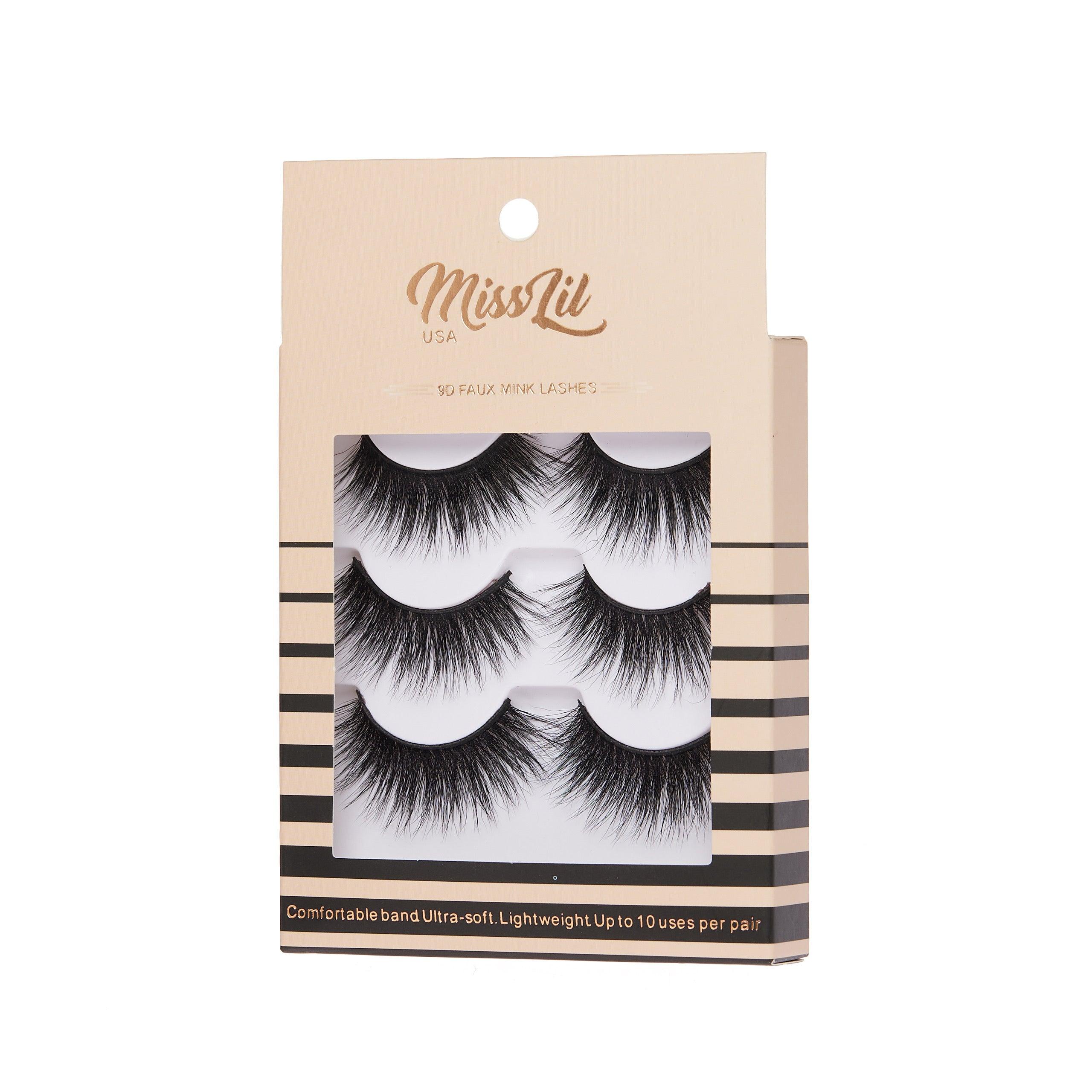 3-Pair Faux 9D Mink Eyelashes - Luxury Collection #27 - Pack of 3 - Miss Lil USA