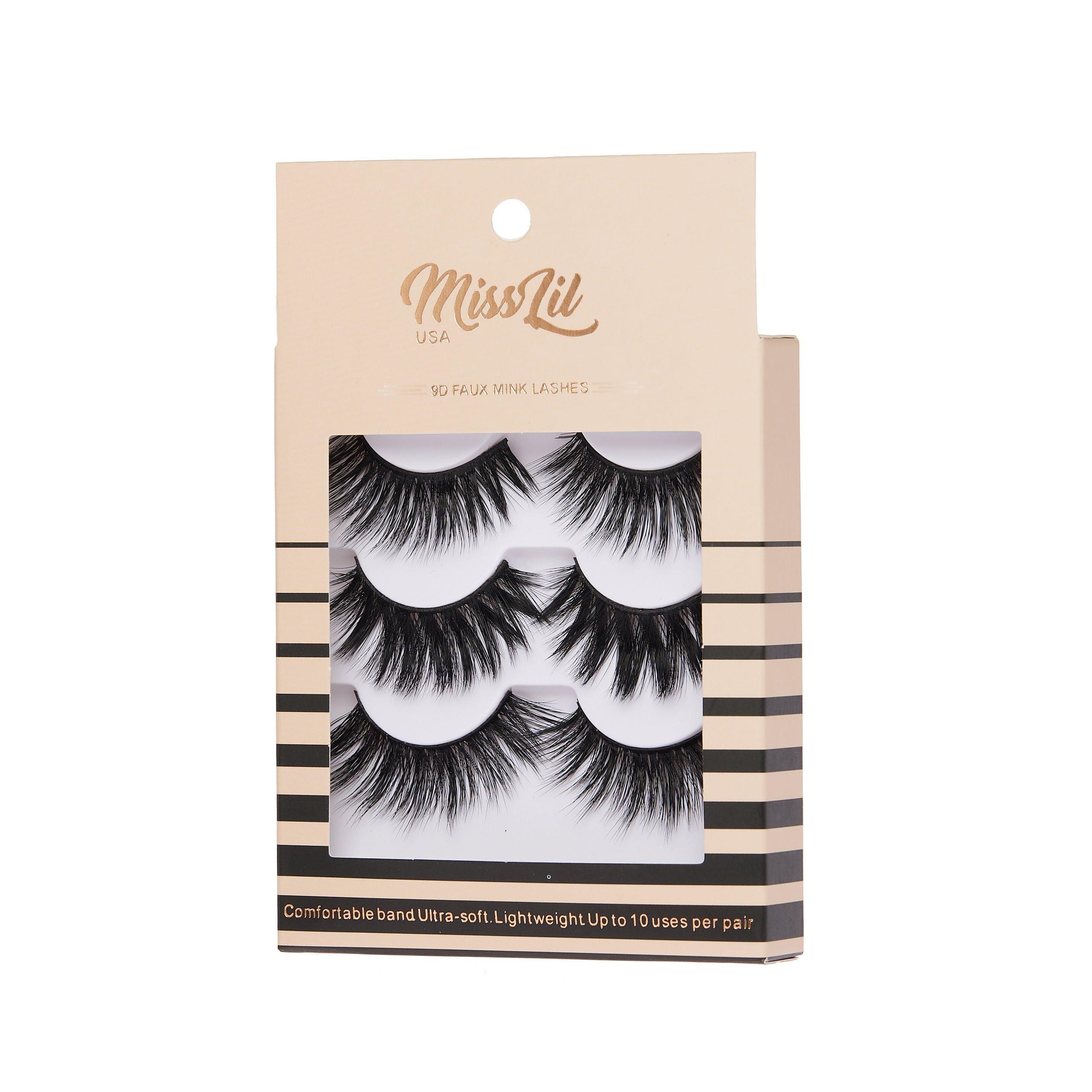 3-Pair Faux 9D Mink Eyelashes - Luxury Collection #5 - Pack of 12 - Miss Lil USA