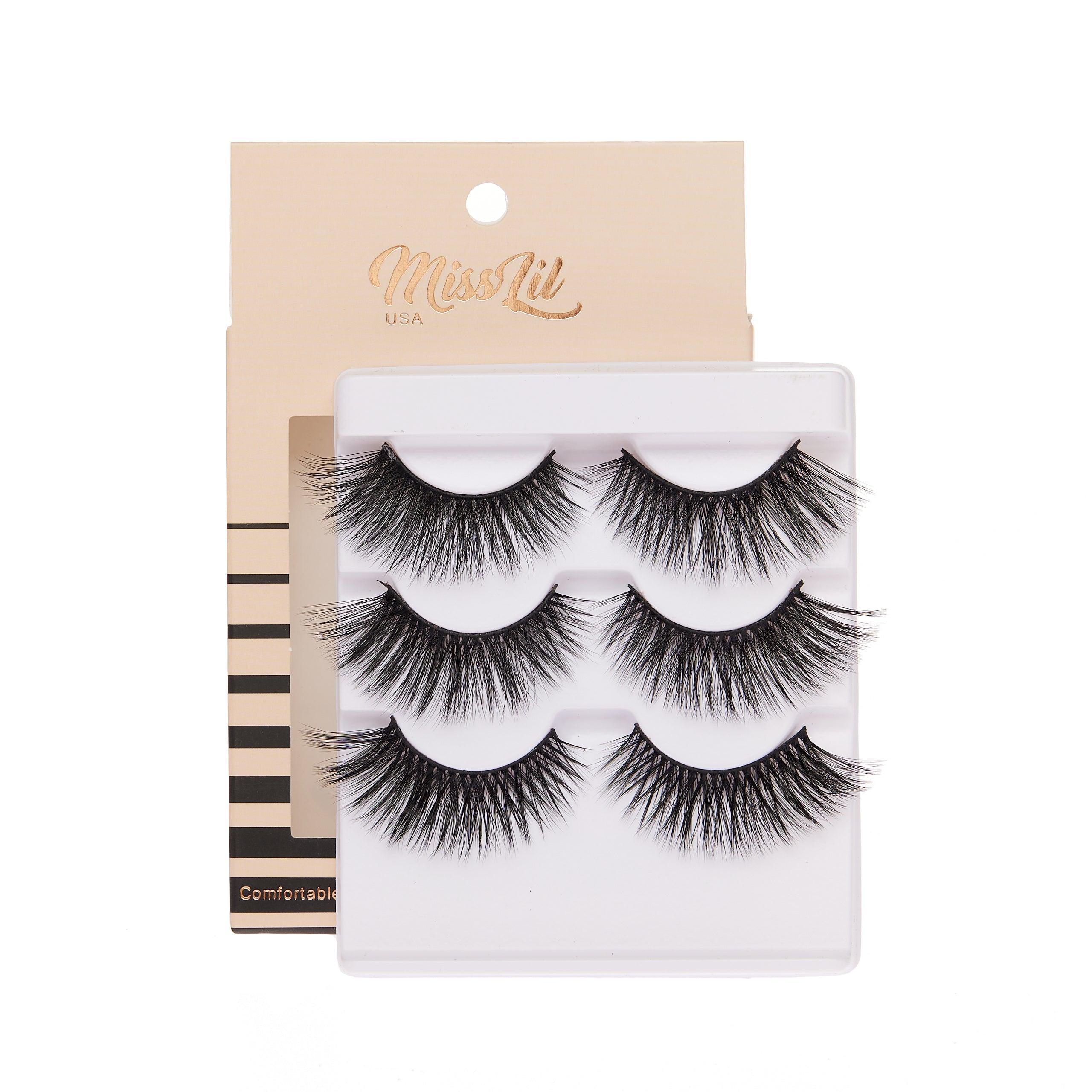 3-Pair Faux 9D Mink Eyelashes - Luxury Collection #6 - Pack of 3 - Miss Lil USA
