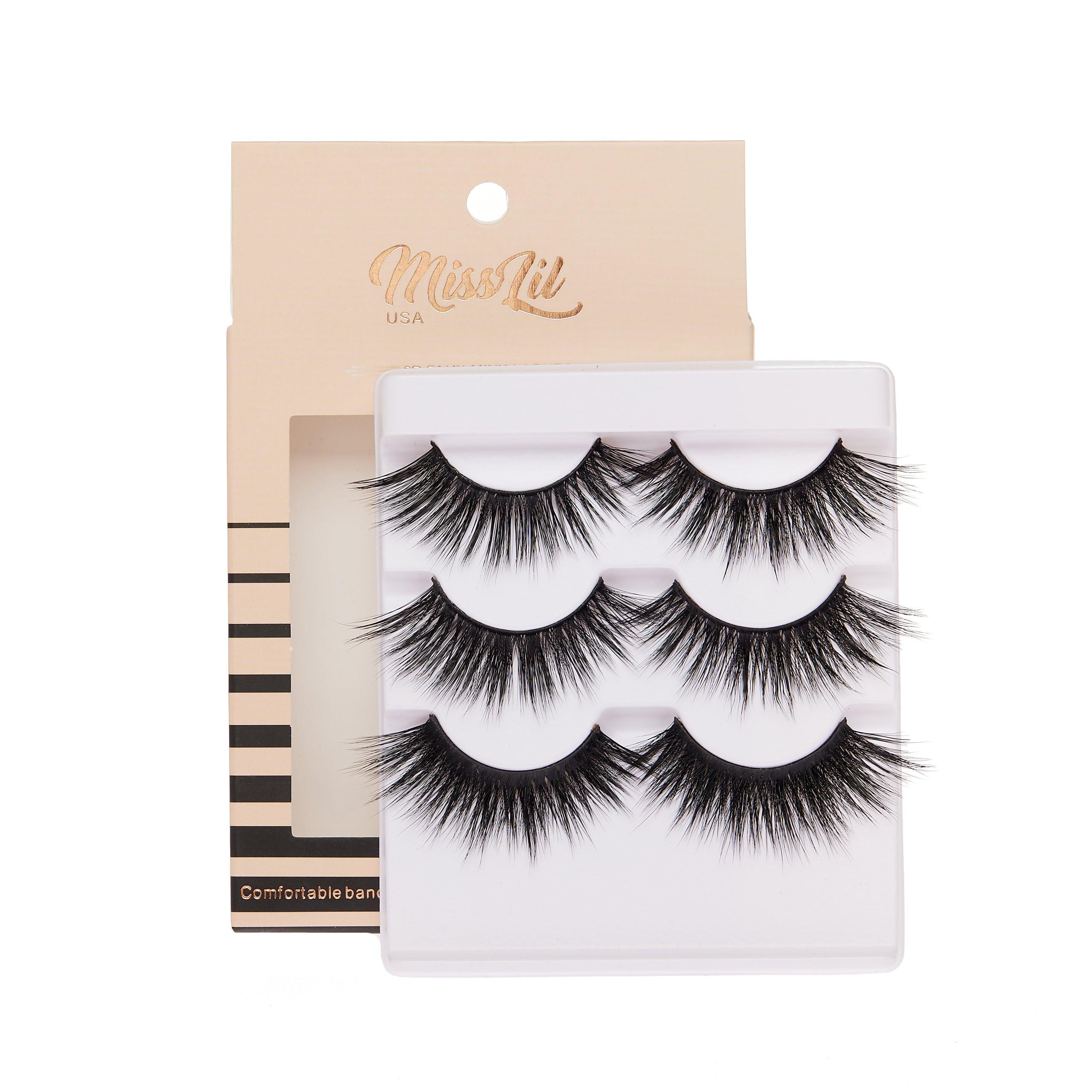 3-Pair Faux 9D Mink Eyelashes - Luxury Collection #7 - Pack of 3 - Miss Lil USA