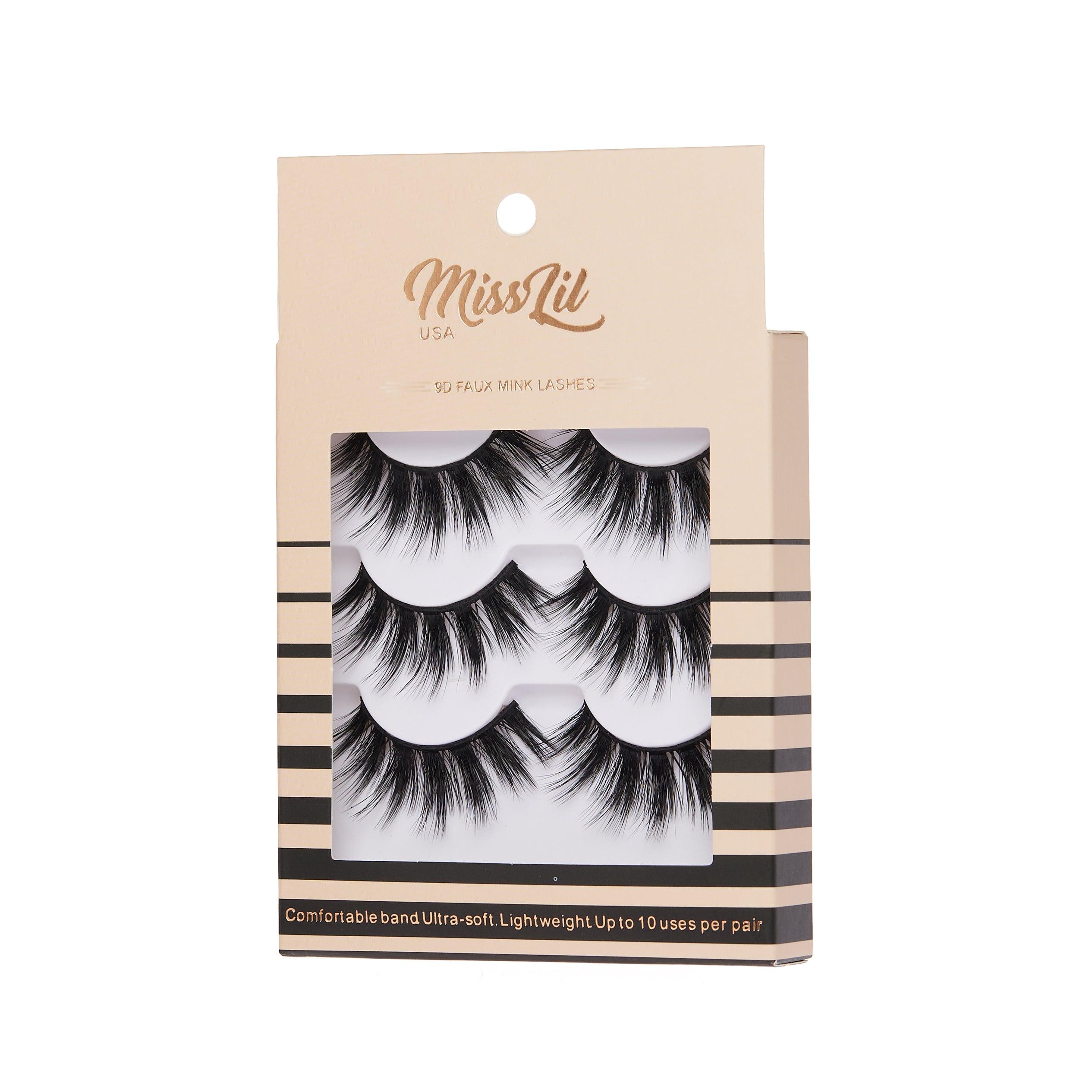 3-Pair Faux 9D Mink Eyelashes - Luxury Collection #9 - Pack of 3 - Miss Lil USA
