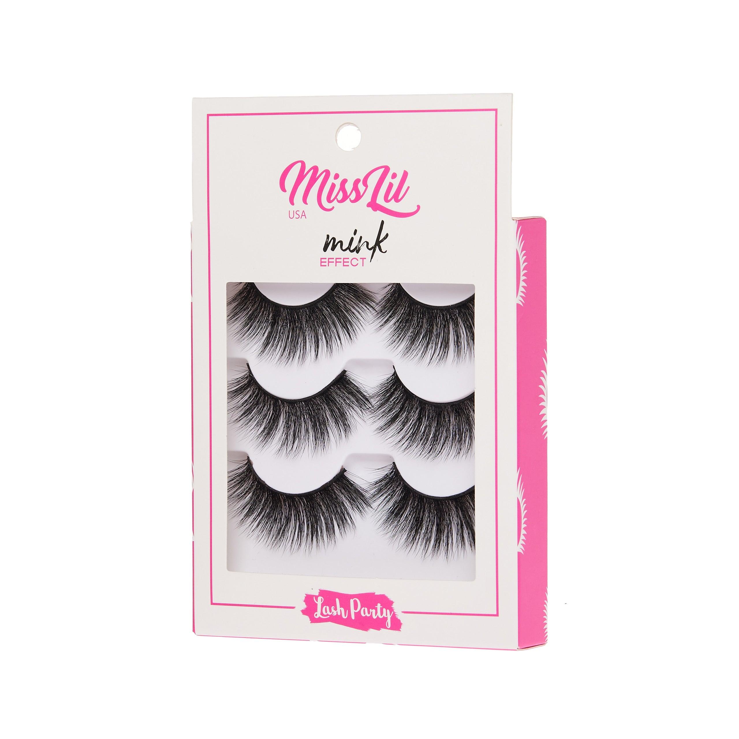 3-Pair Faux Mink Effect Eyelashes - Lash Party Collection #1 - Pack of 3 - Miss Lil USA
