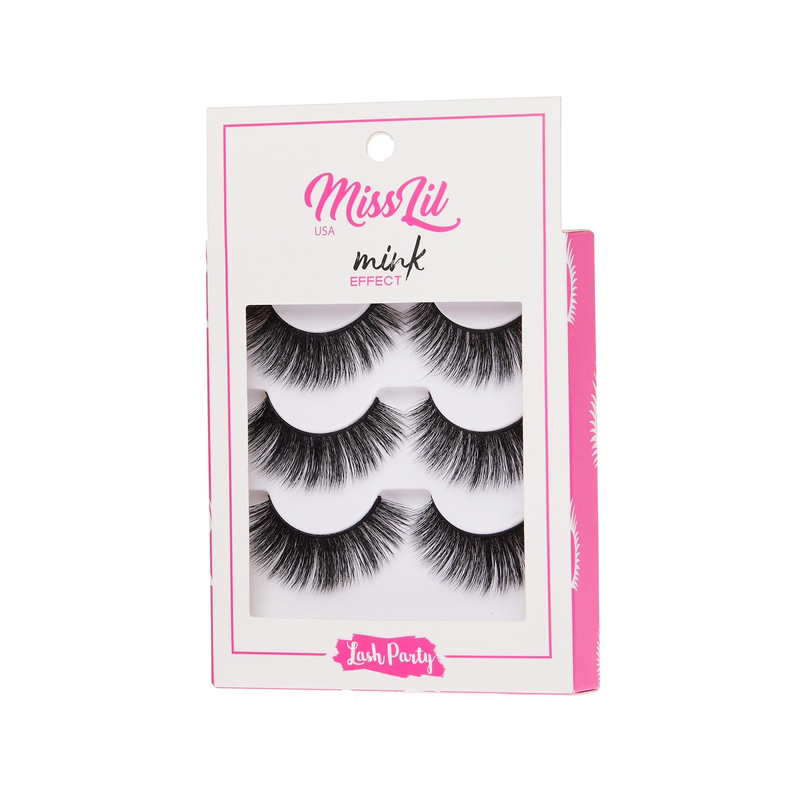 3-Pair Faux Mink Effect Eyelashes - Lash Party Collection #11 - Pack of 3 - Miss Lil USA