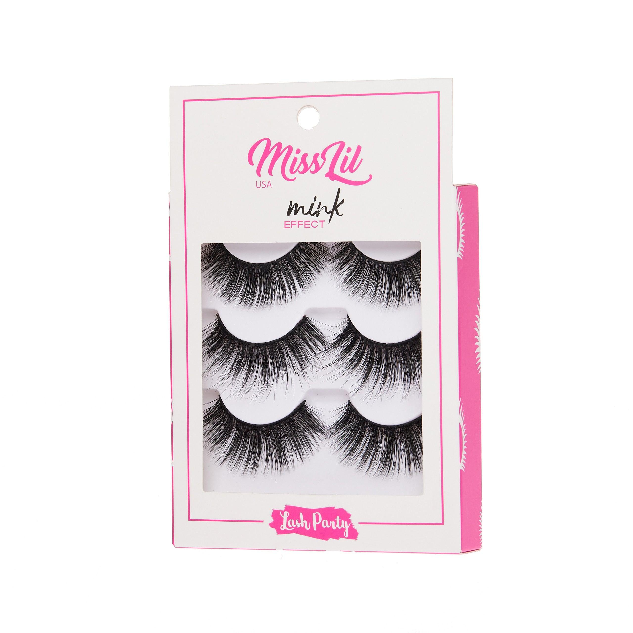 3-Pair Faux Mink Effect Eyelashes - Lash Party Collection #12 - Pack of 3 - Miss Lil USA