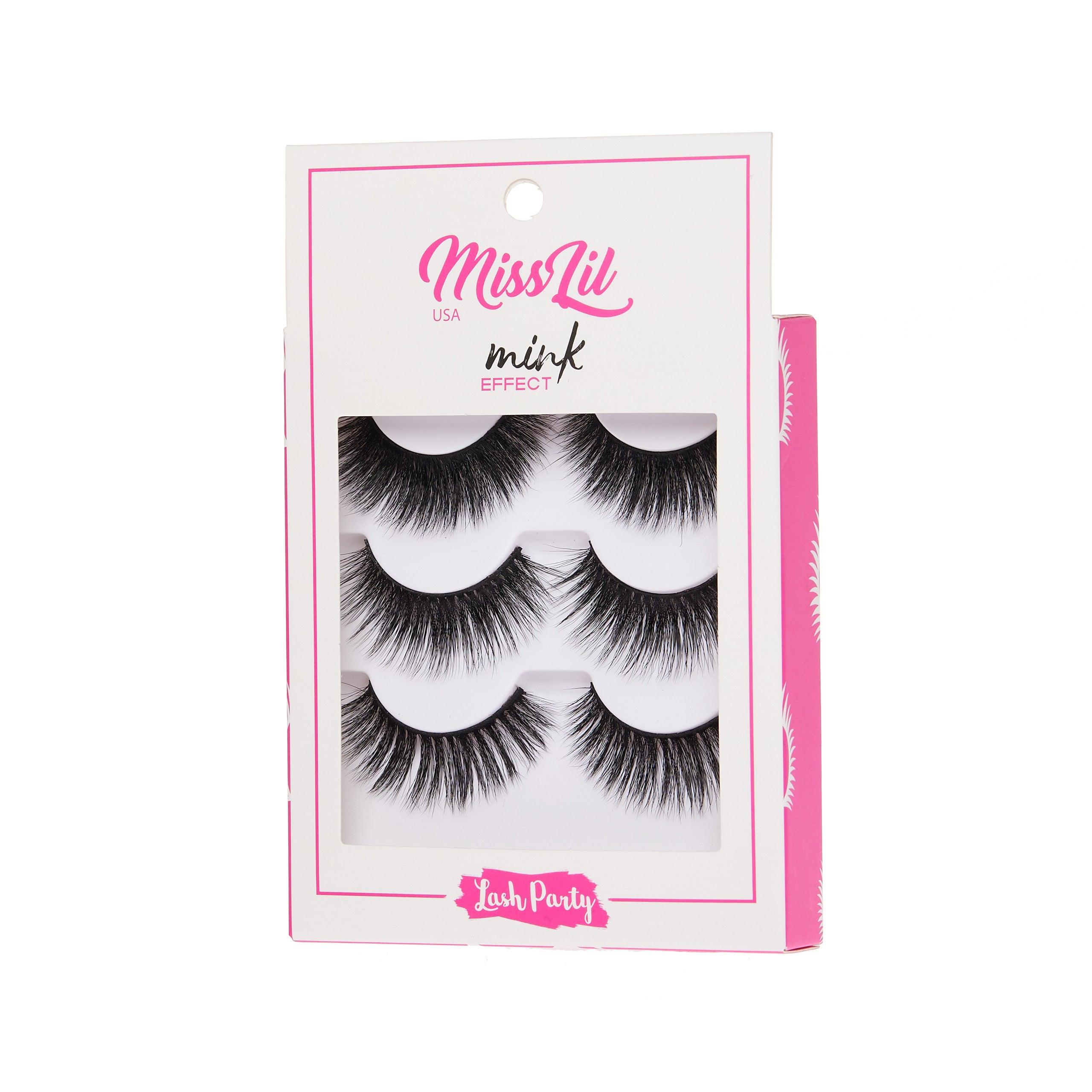3-Pair Faux Mink Effect Eyelashes - Lash Party Collection #15 - Pack of 3 - Miss Lil USA