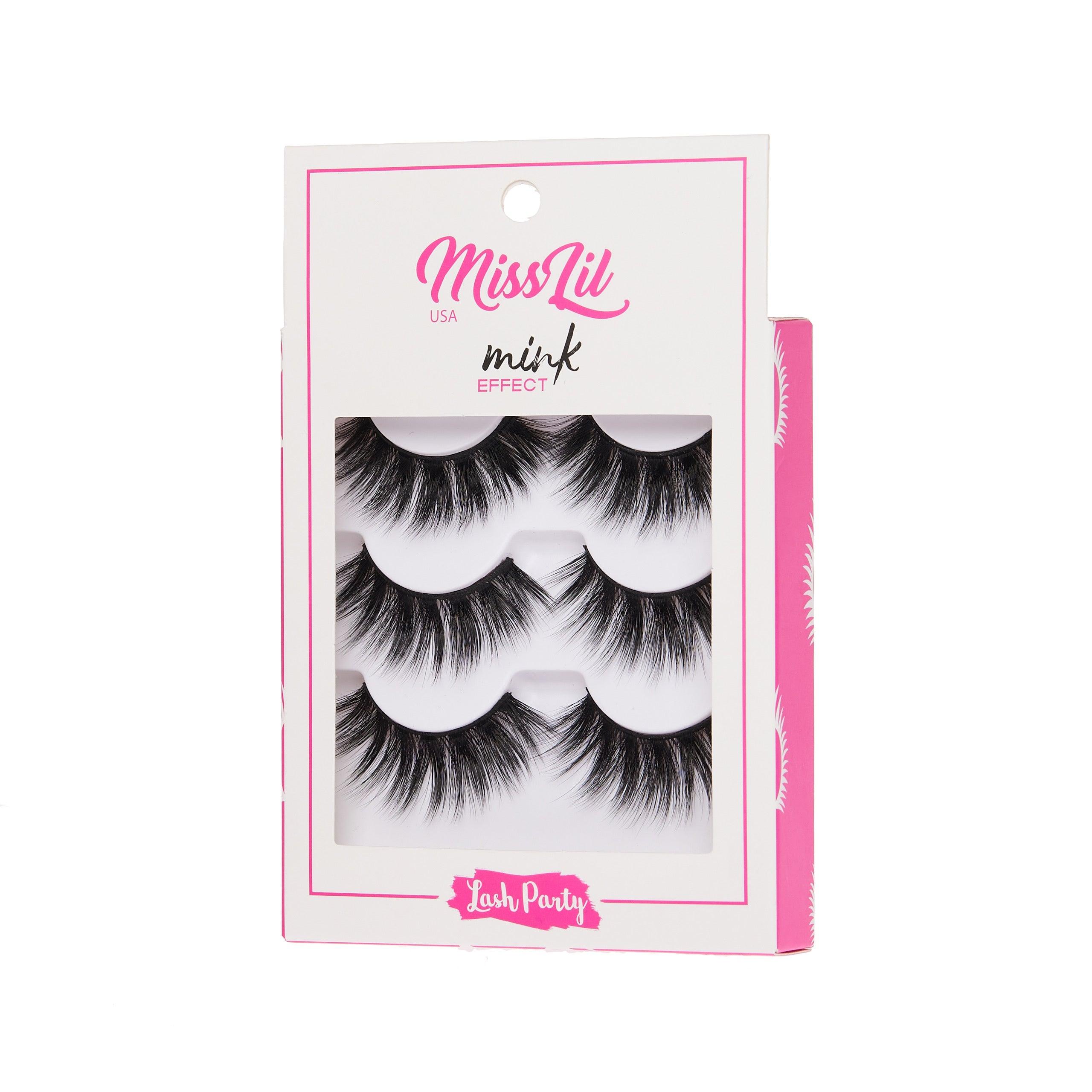 3-Pair Faux Mink Effect Eyelashes - Lash Party Collection #16 - Pack of 3 - Miss Lil USA