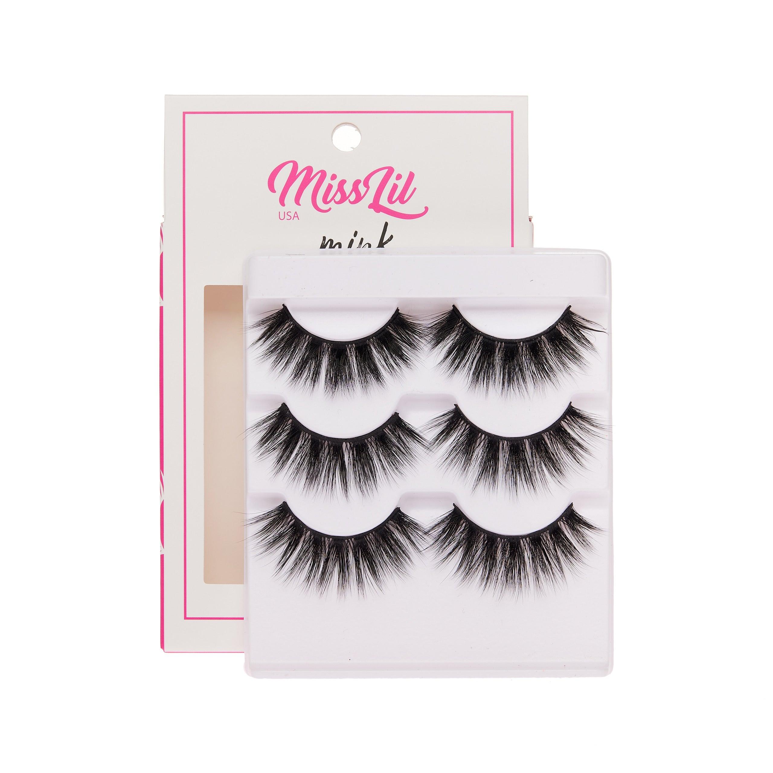 3-Pair Faux Mink Effect Eyelashes - Lash Party Collection #16 - Pack of 3 - Miss Lil USA