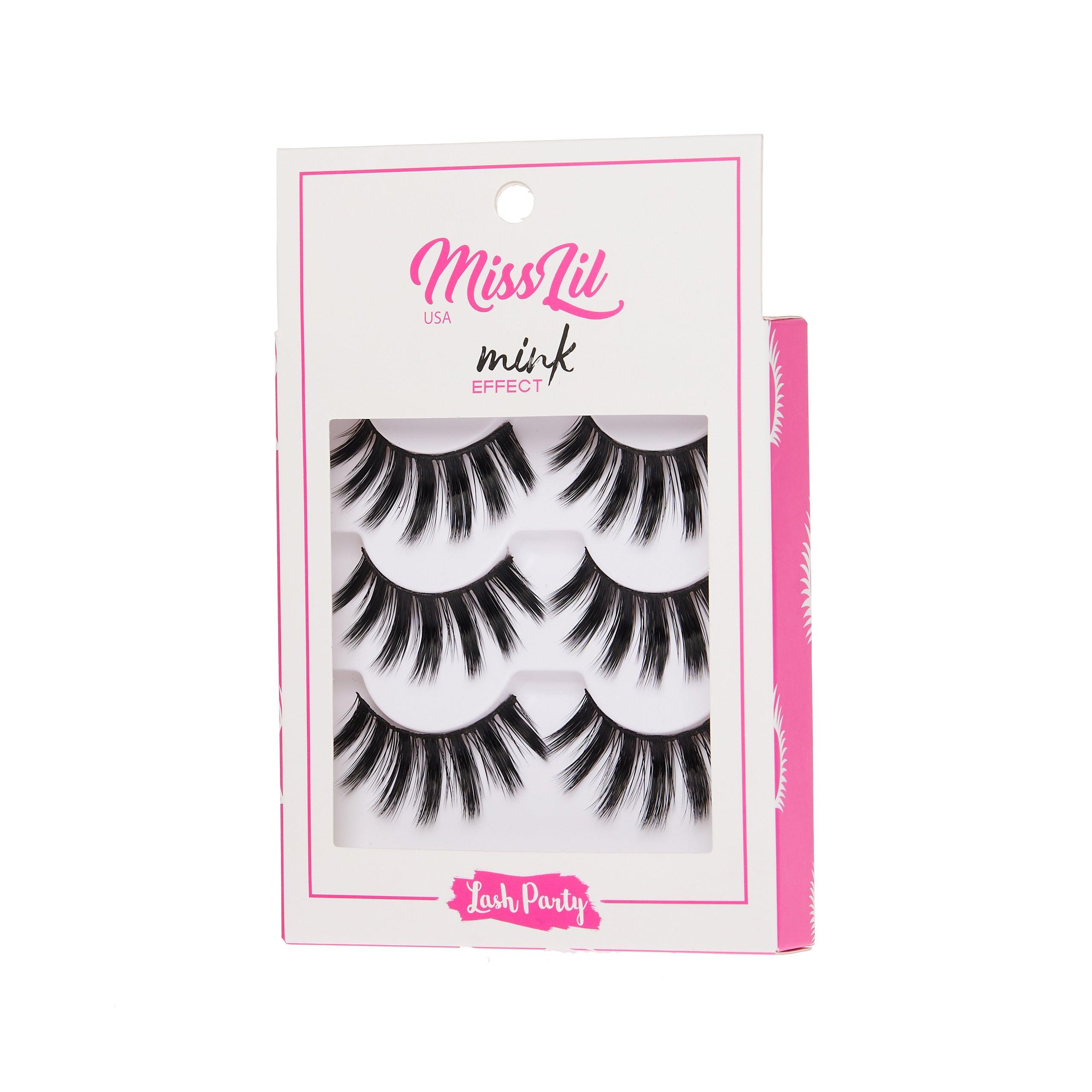 3-Pair Faux Mink Effect Eyelashes - Lash Party Collection #17 - Pack of 3 - Miss Lil USA