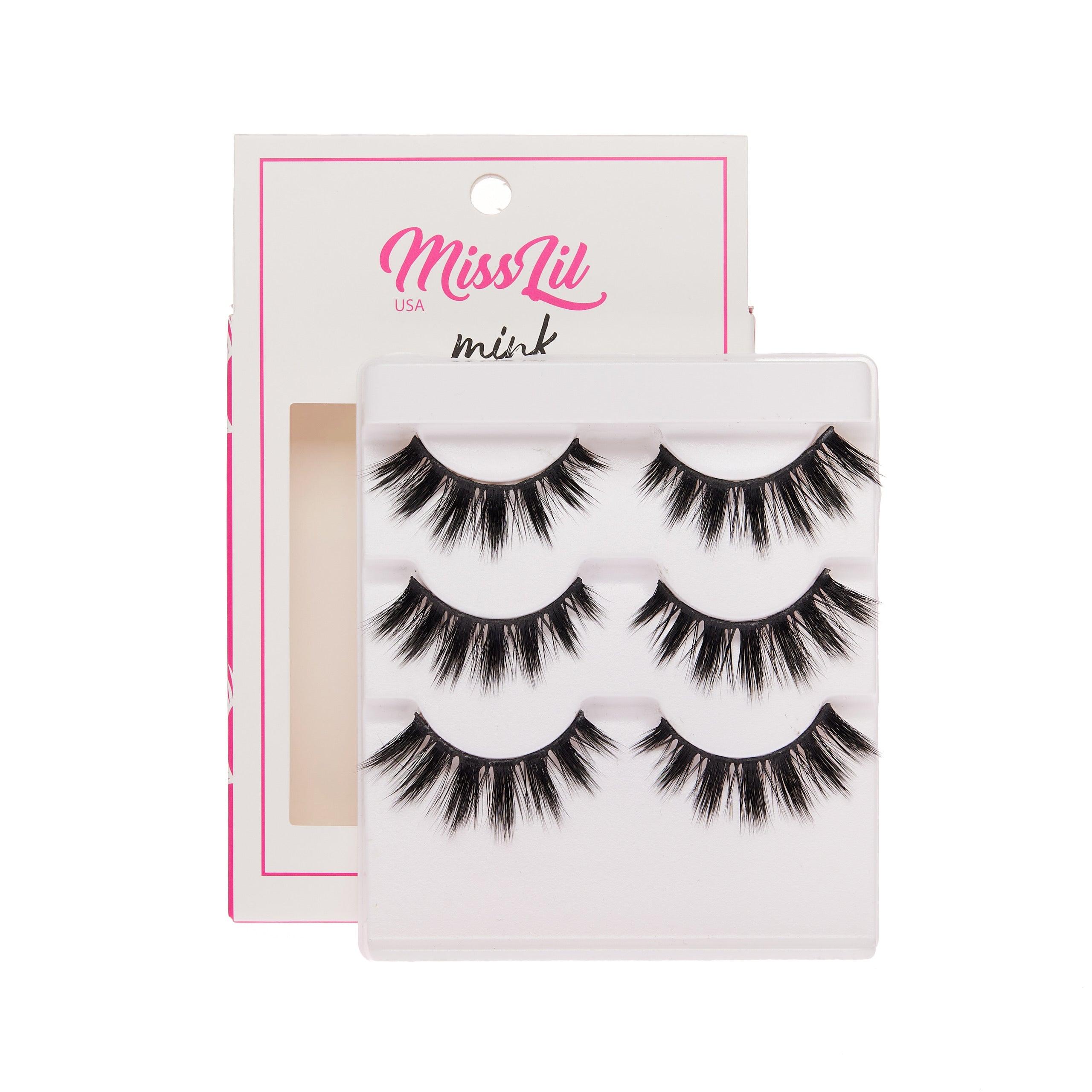 3-Pair Faux Mink Effect Eyelashes - Lash Party Collection #19 - Pack of 3 - Miss Lil USA