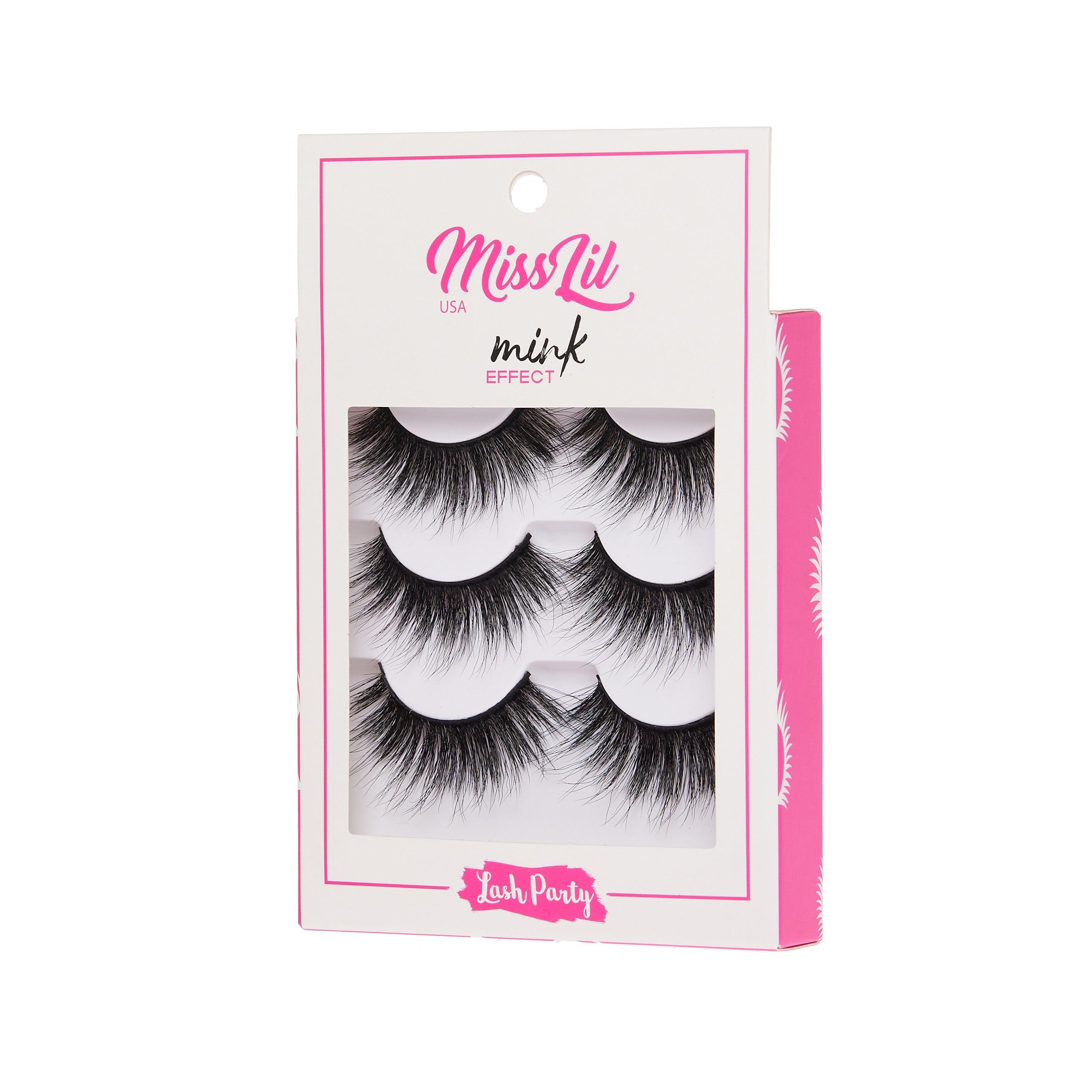 3-Pair Faux Mink Effect Eyelashes - Lash Party Collection #2 - Pack of 3 - Miss Lil USA