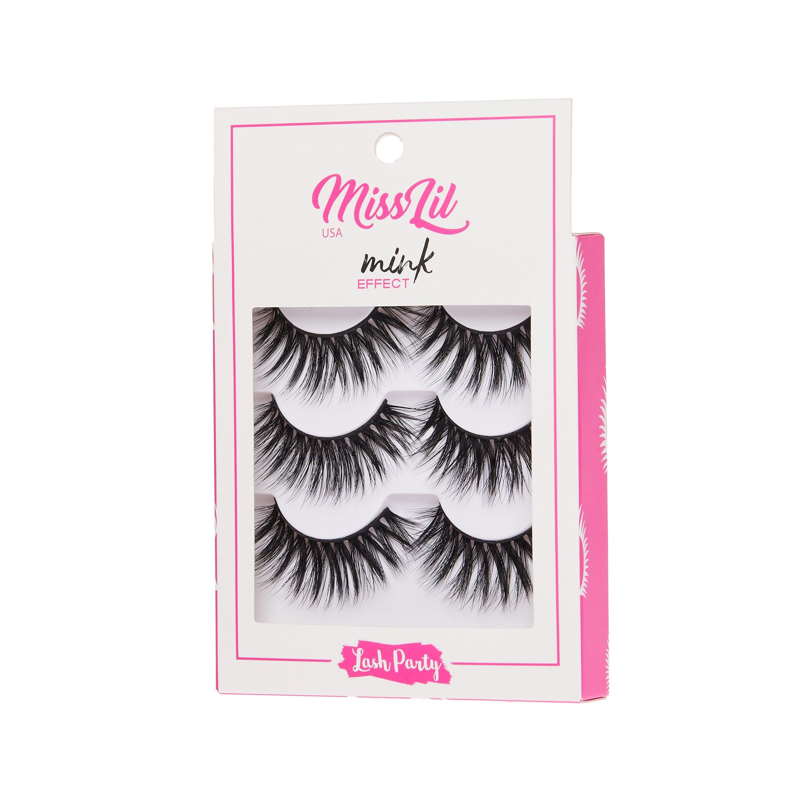 3-Pair Faux Mink Effect Eyelashes - Lash Party Collection #20 - Pack of 3 - Miss Lil USA