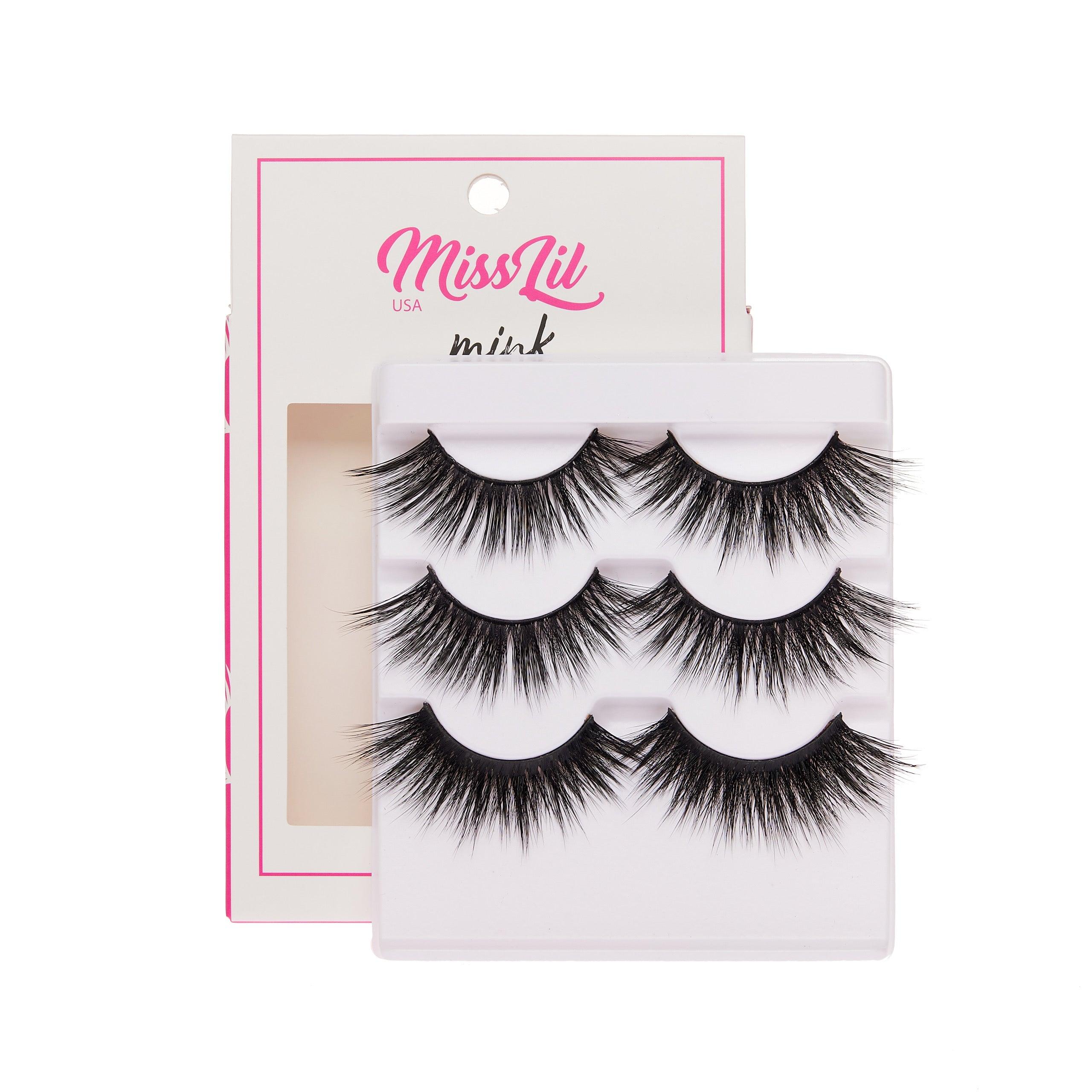 3-Pair Faux Mink Effect Eyelashes - Lash Party Collection #24 - Pack of 3 - Miss Lil USA