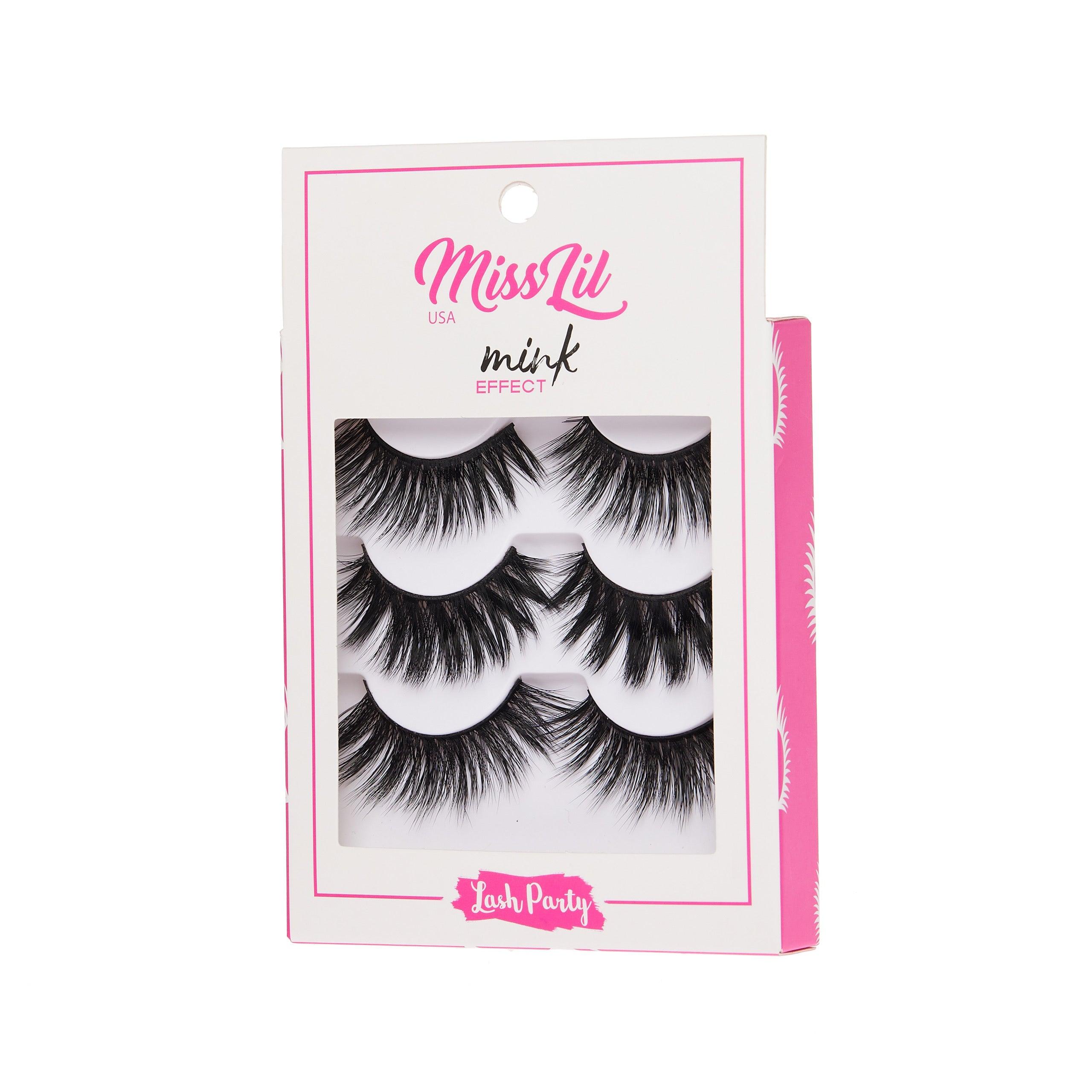3-Pair Faux Mink Effect Eyelashes - Lash Party Collection #26 - Pack of 3 - Miss Lil USA