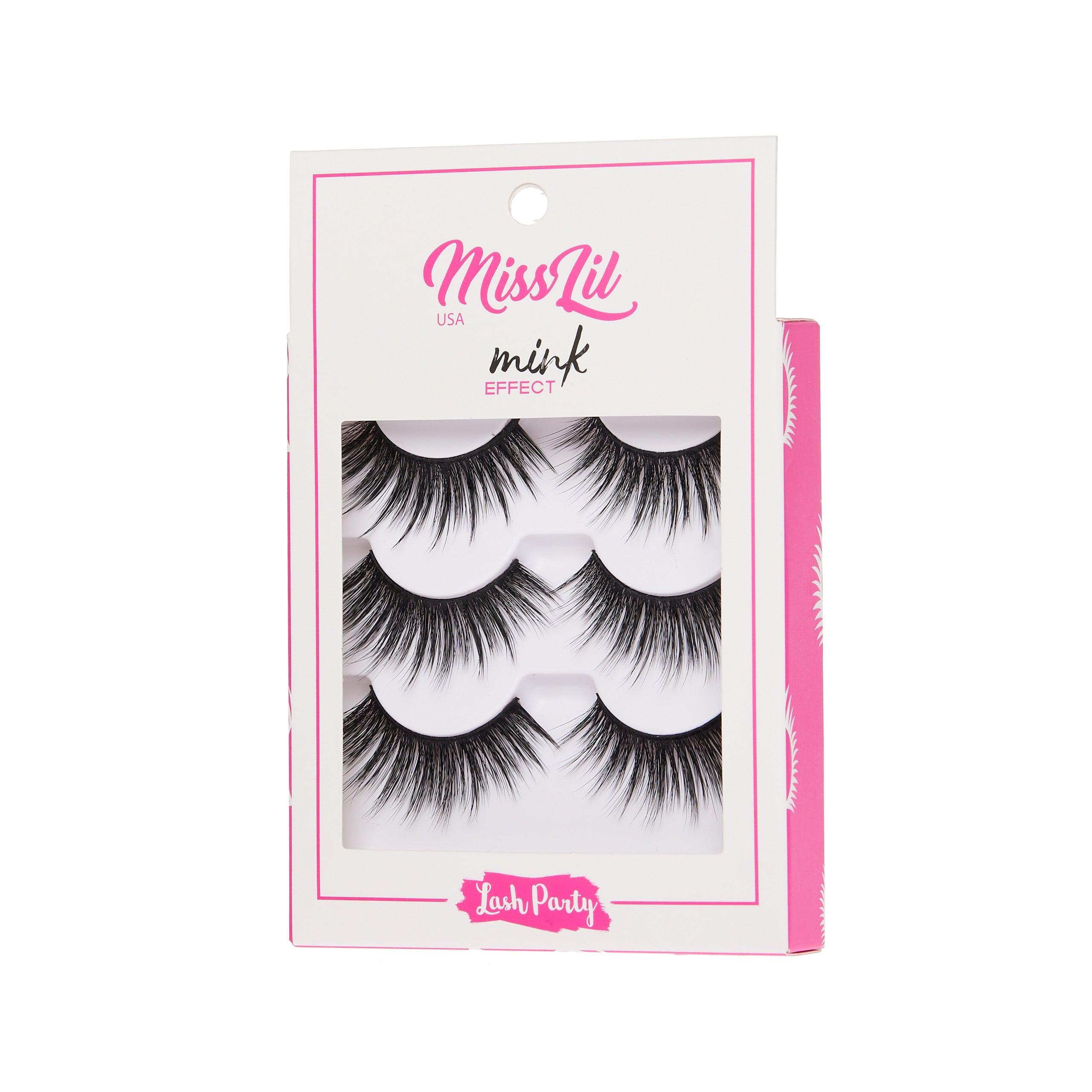 3-Pair Faux Mink Effect Eyelashes - Lash Party Collection #28 - Pack of 3 - Miss Lil USA