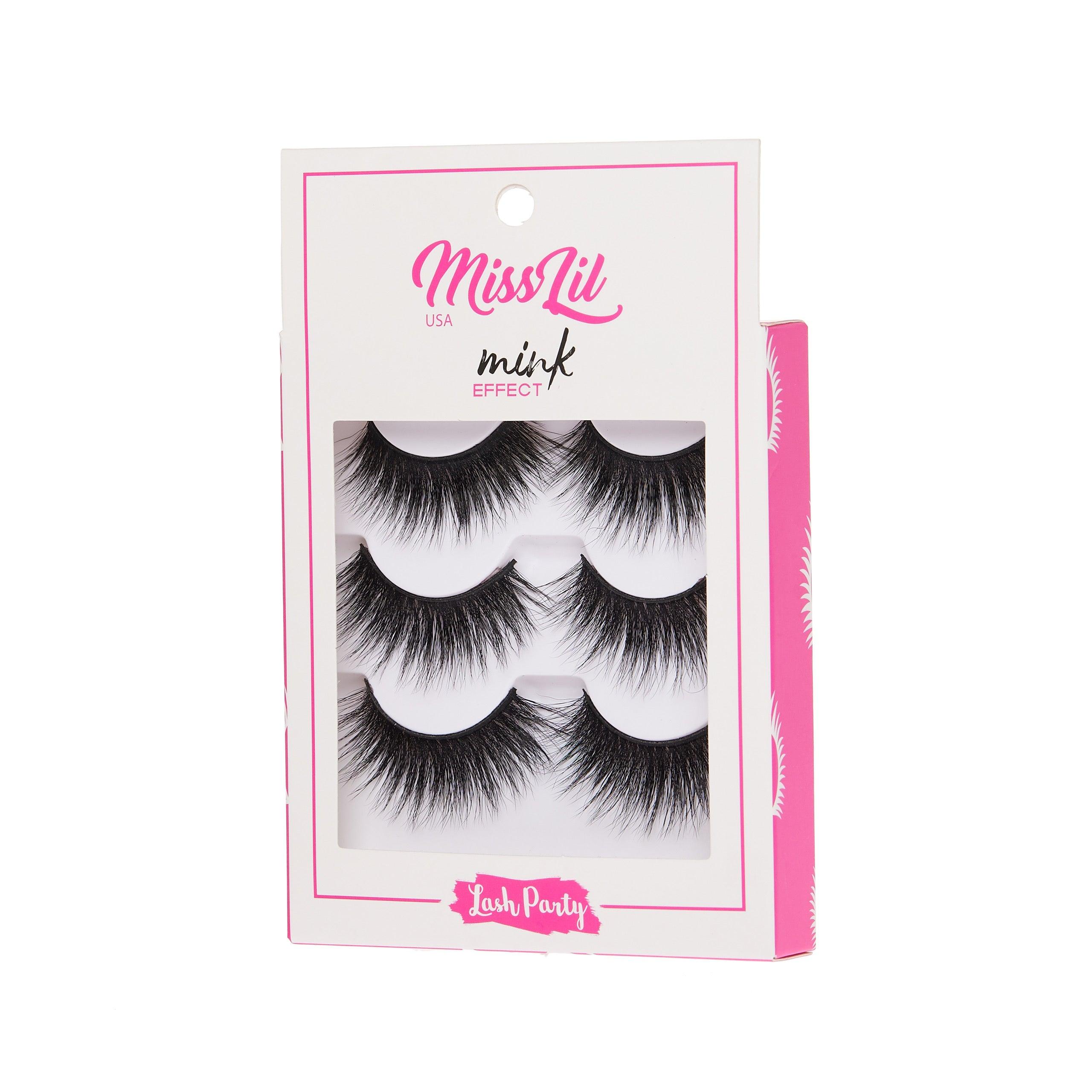 3-Pair Faux Mink Effect Eyelashes - Lash Party Collection #4 - Pack of 3 - Miss Lil USA