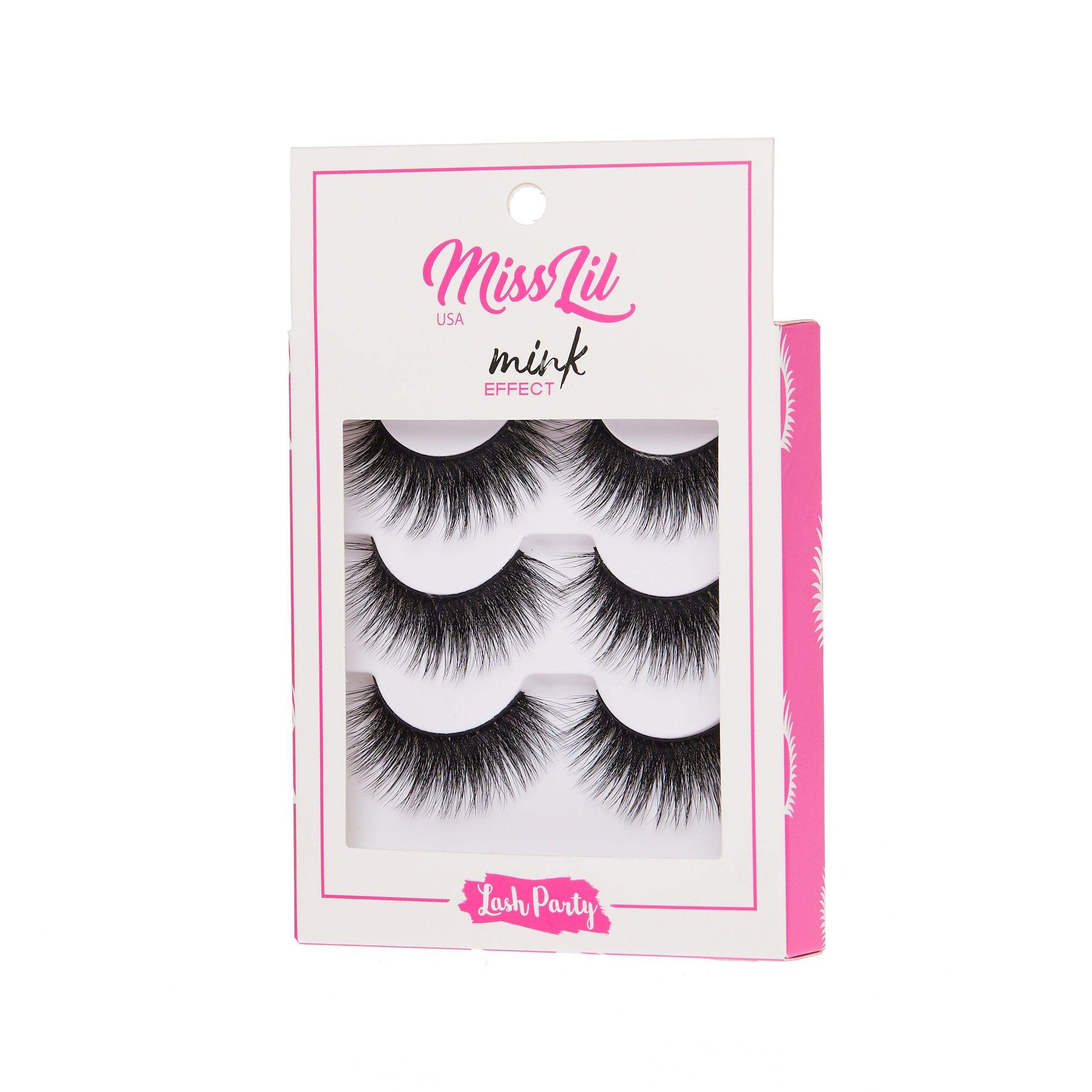 3-Pair Faux Mink Effect Eyelashes - Lash Party Collection #6 - Pack of 3 - Miss Lil USA