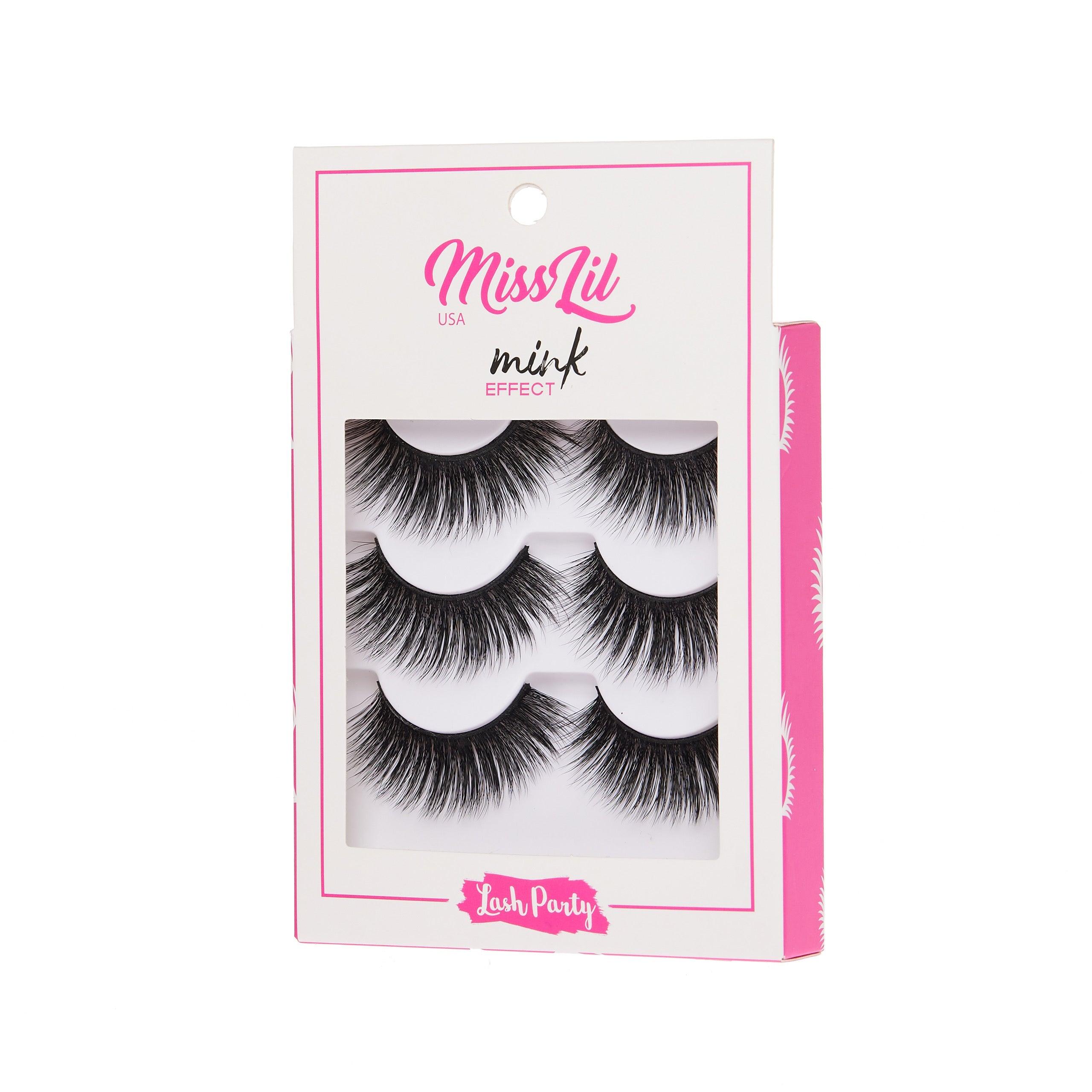 3-Pair Faux Mink Effect Eyelashes - Lash Party Collection #7 - Pack of 3 - Miss Lil USA