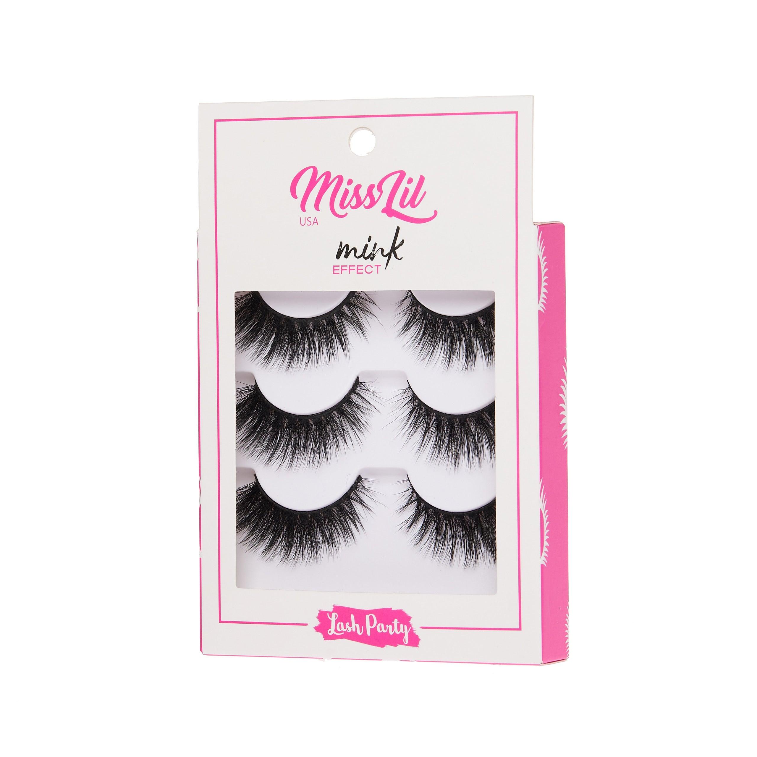 3-Pair Faux Mink Effect Eyelashes - Lash Party Collection #8 - Pack of 3 - Miss Lil USA