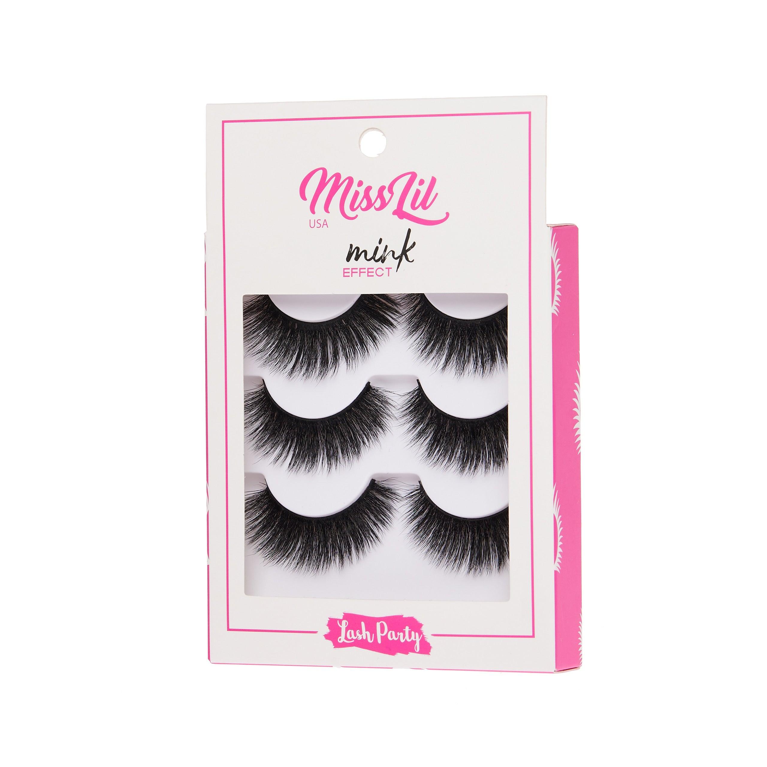3-Pair Faux Mink Effect Eyelashes - Lash Party Collection #9 - Pack of 3 - Miss Lil USA