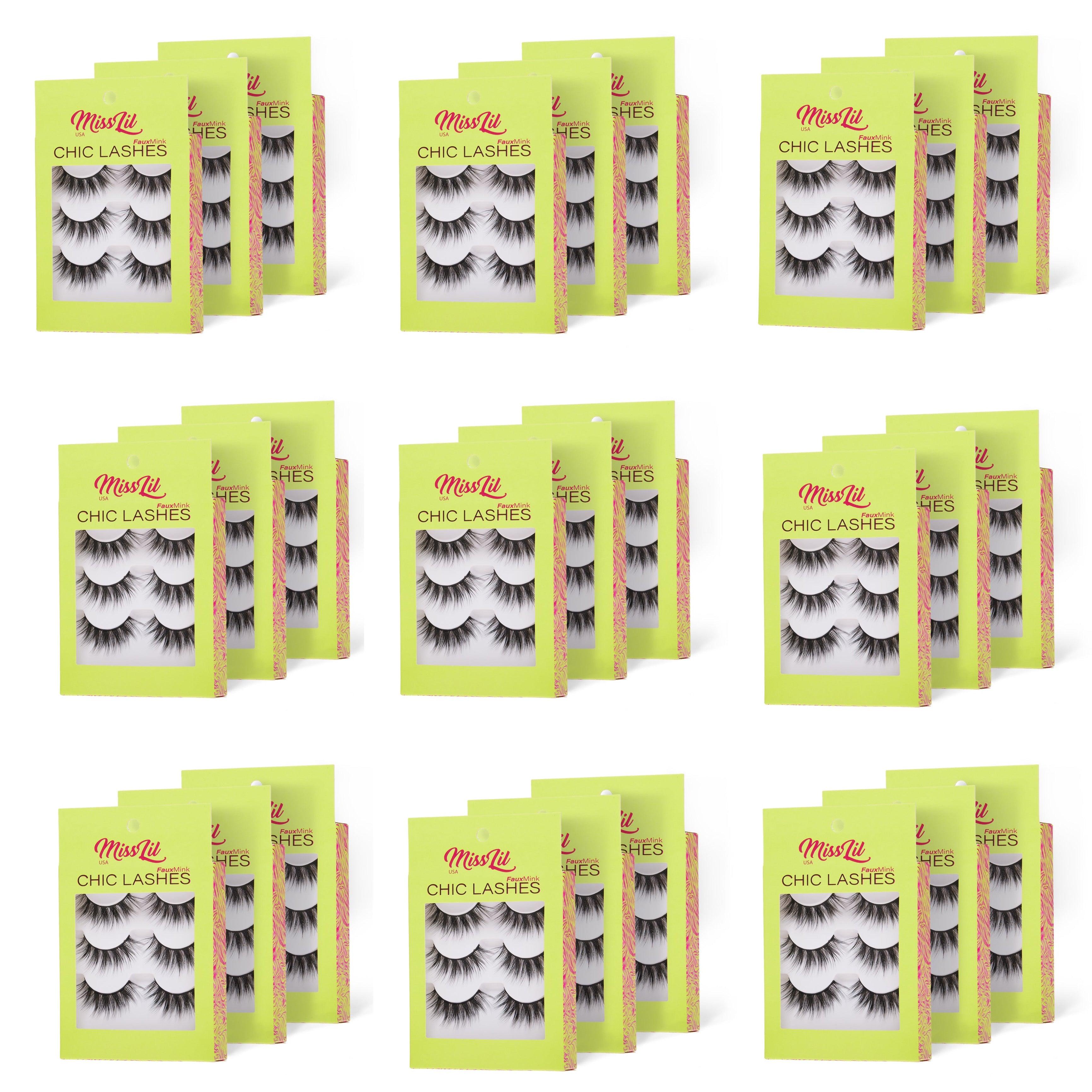 CHIC LASHES 3 pairs ( pack of 36 ) (6 different numbers) - Miss Lil USA