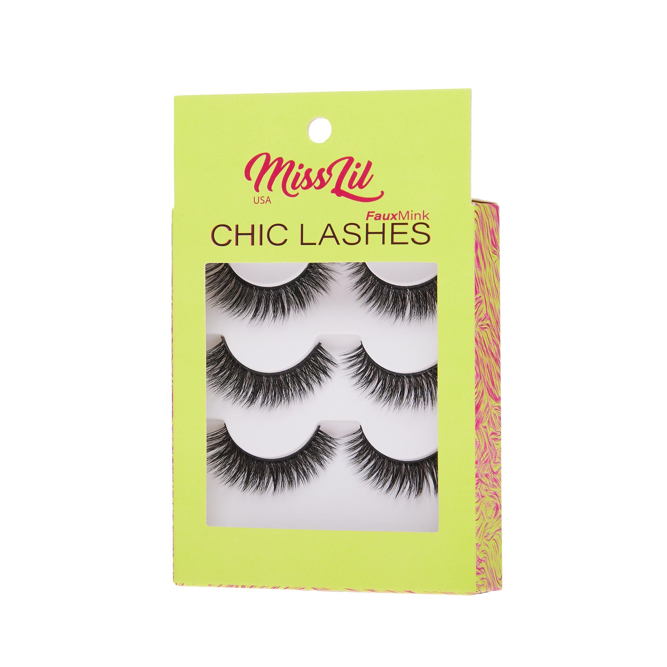 3-Pair Faux Mink Eyelashes - Chic Lashes Collection #10 - Pack of 3 - Miss Lil USA