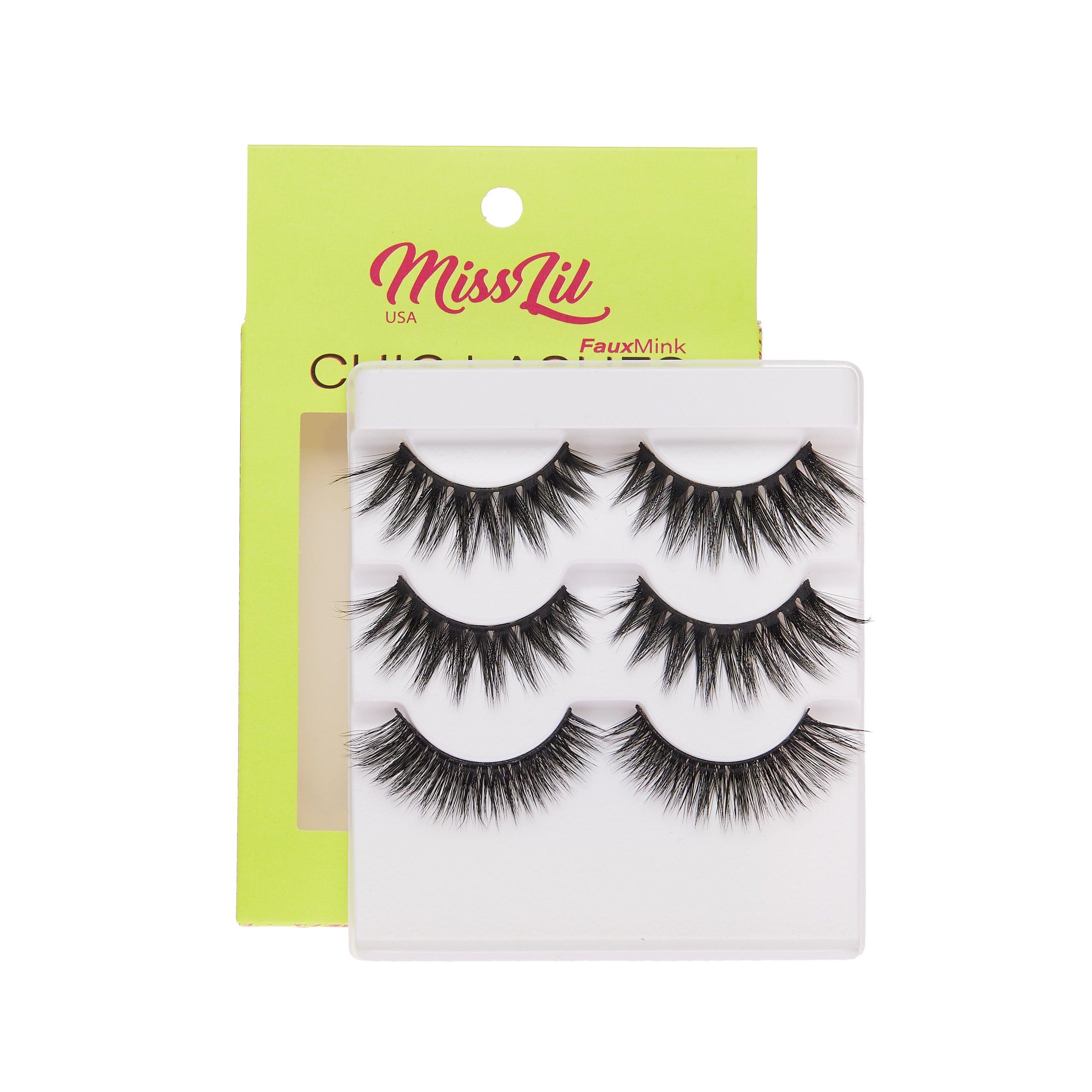 3-Pair Faux Mink Eyelashes - Chic Lashes Collection #13 - Pack of 3 - Miss Lil USA