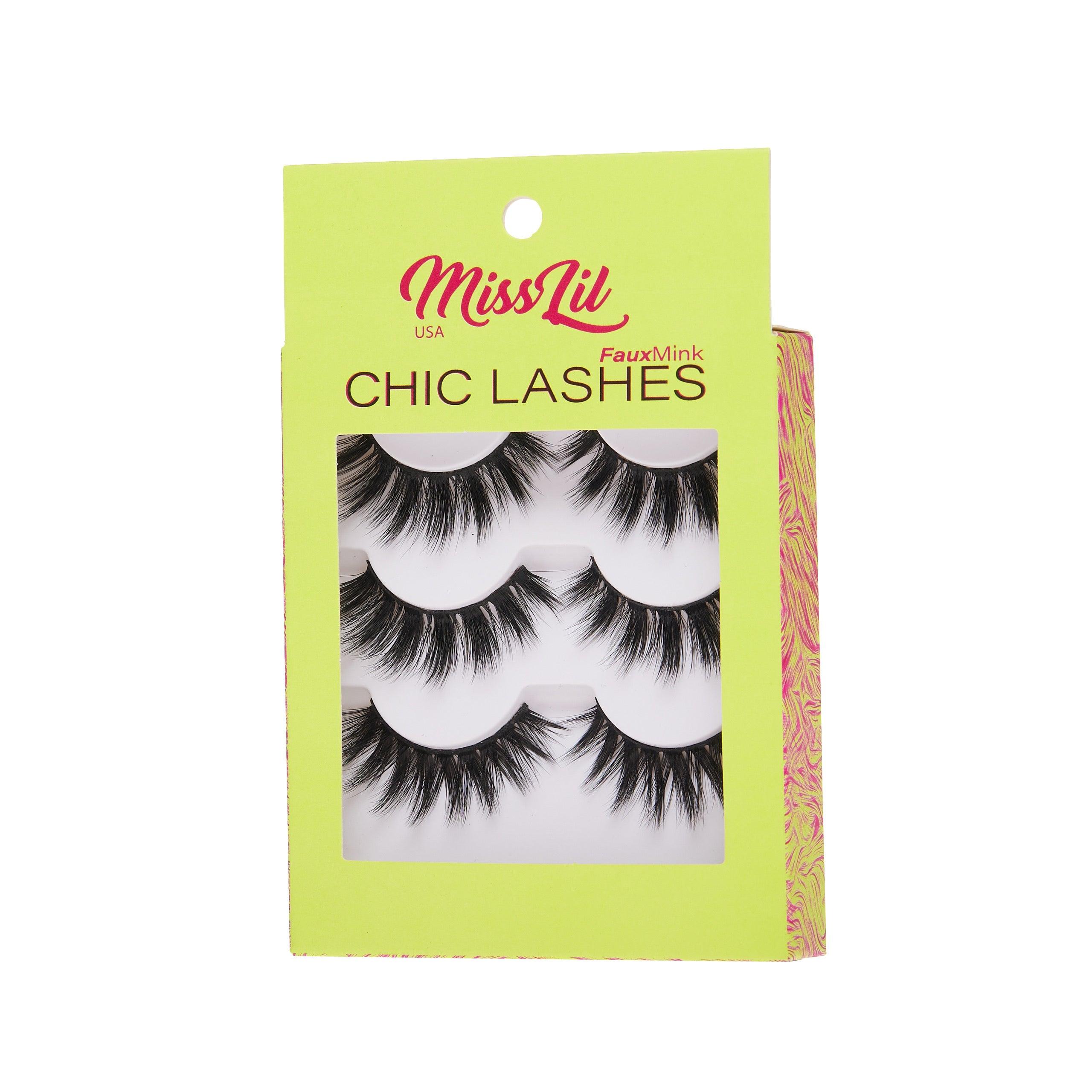 3-Pair Faux Mink Eyelashes - Chic Lashes Collection #14 - Pack of 3 - Miss Lil USA