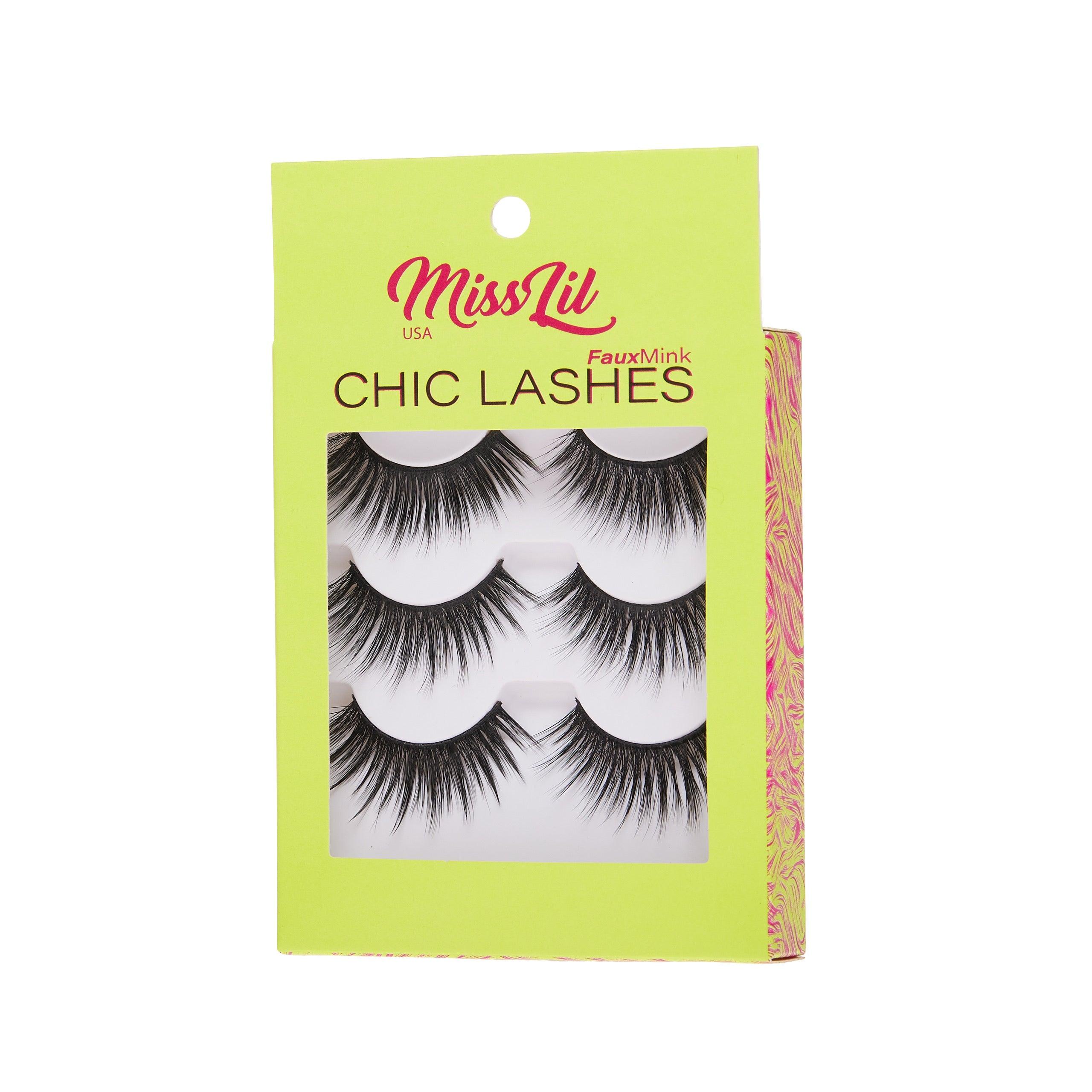 3-Pair Faux Mink Eyelashes - Chic Lashes Collection #17 - Pack of 3 - Miss Lil USA