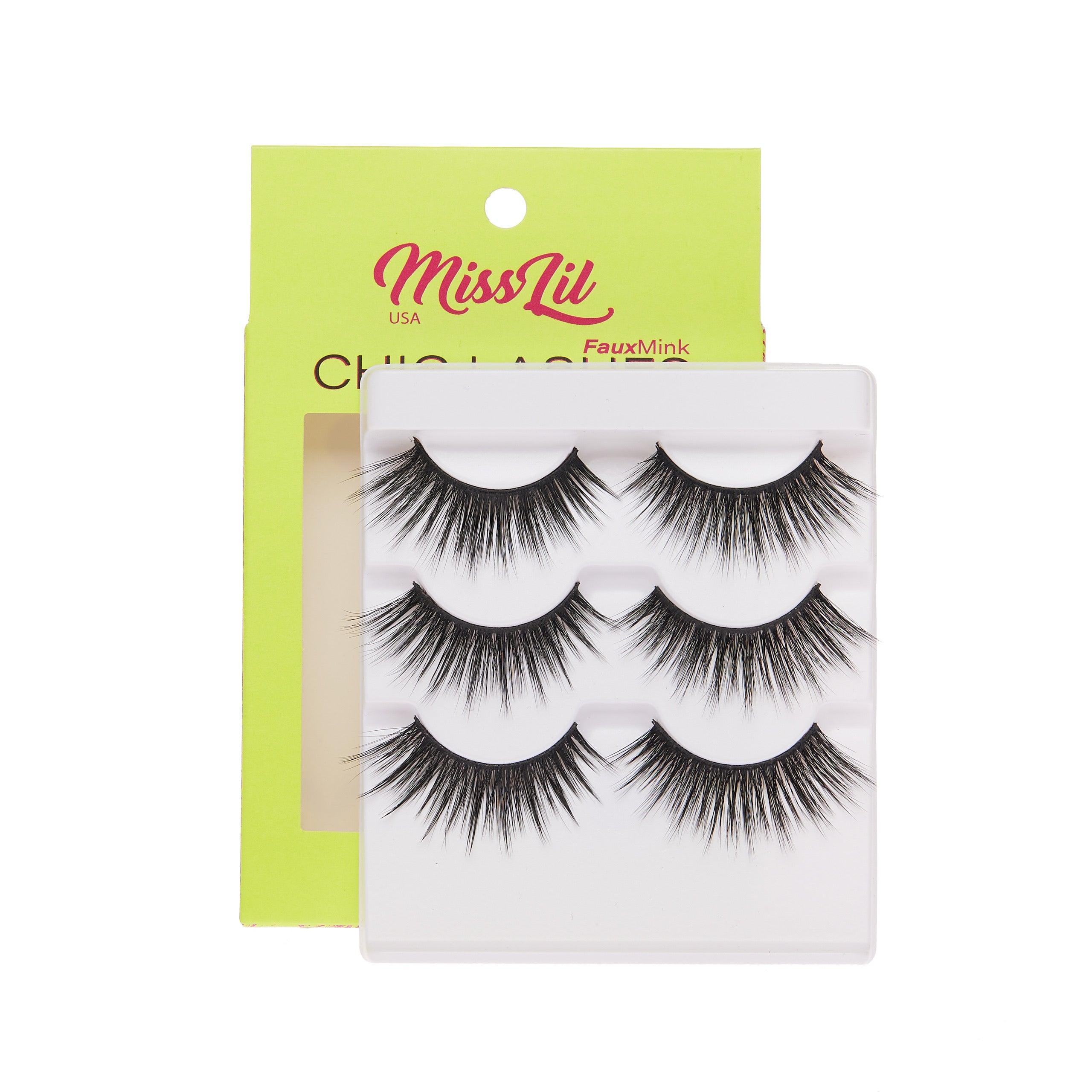 3-Pair Faux Mink Eyelashes - Chic Lashes Collection #17 - Pack of 3 - Miss Lil USA