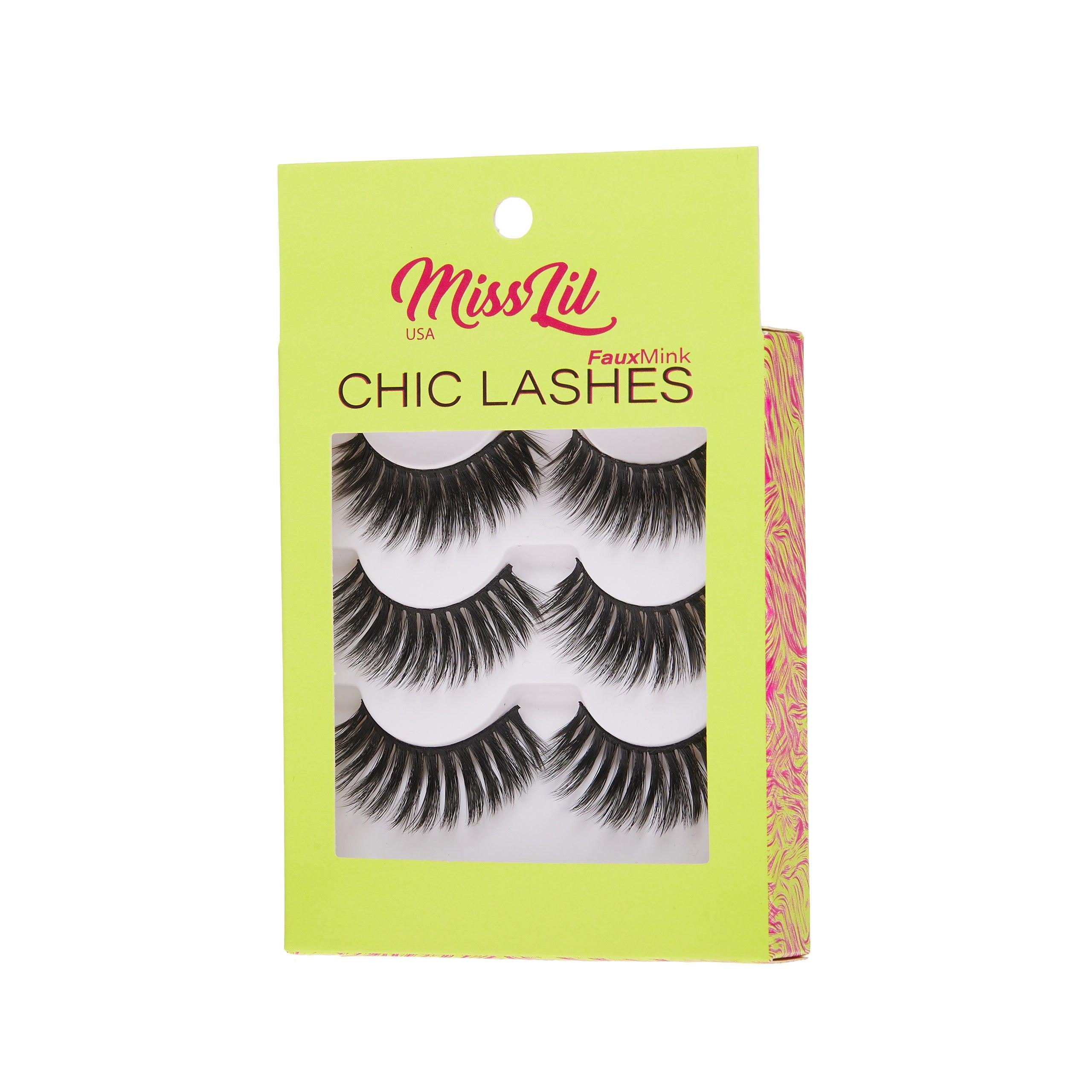 3-Pair Faux Mink Eyelashes - Chic Lashes Collection #21 - Pack of 3 - Miss Lil USA