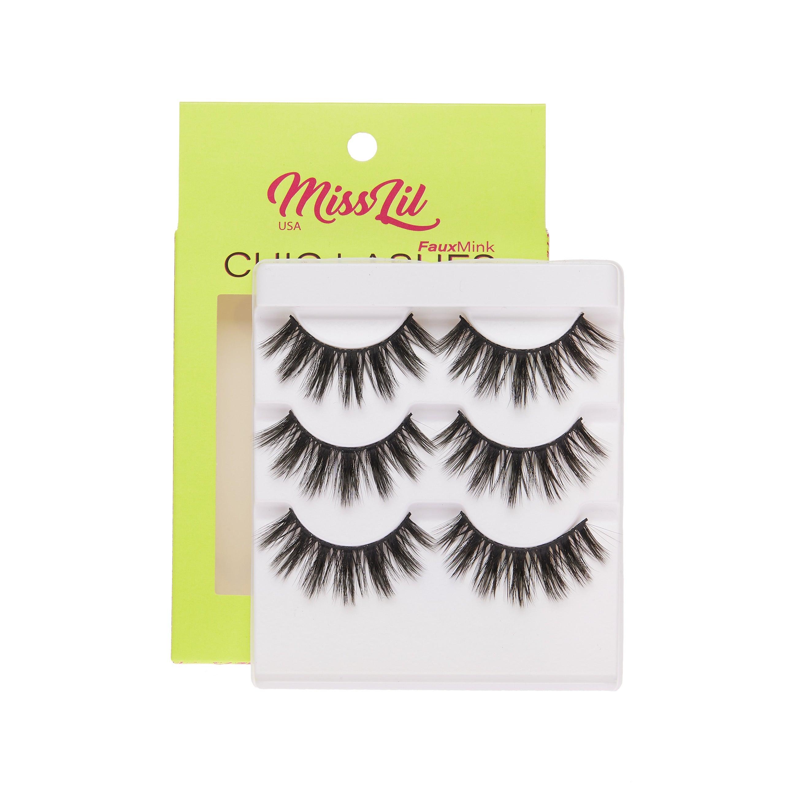 3-Pair Faux Mink Eyelashes - Chic Lashes Collection #22 - Pack of 3 - Miss Lil USA