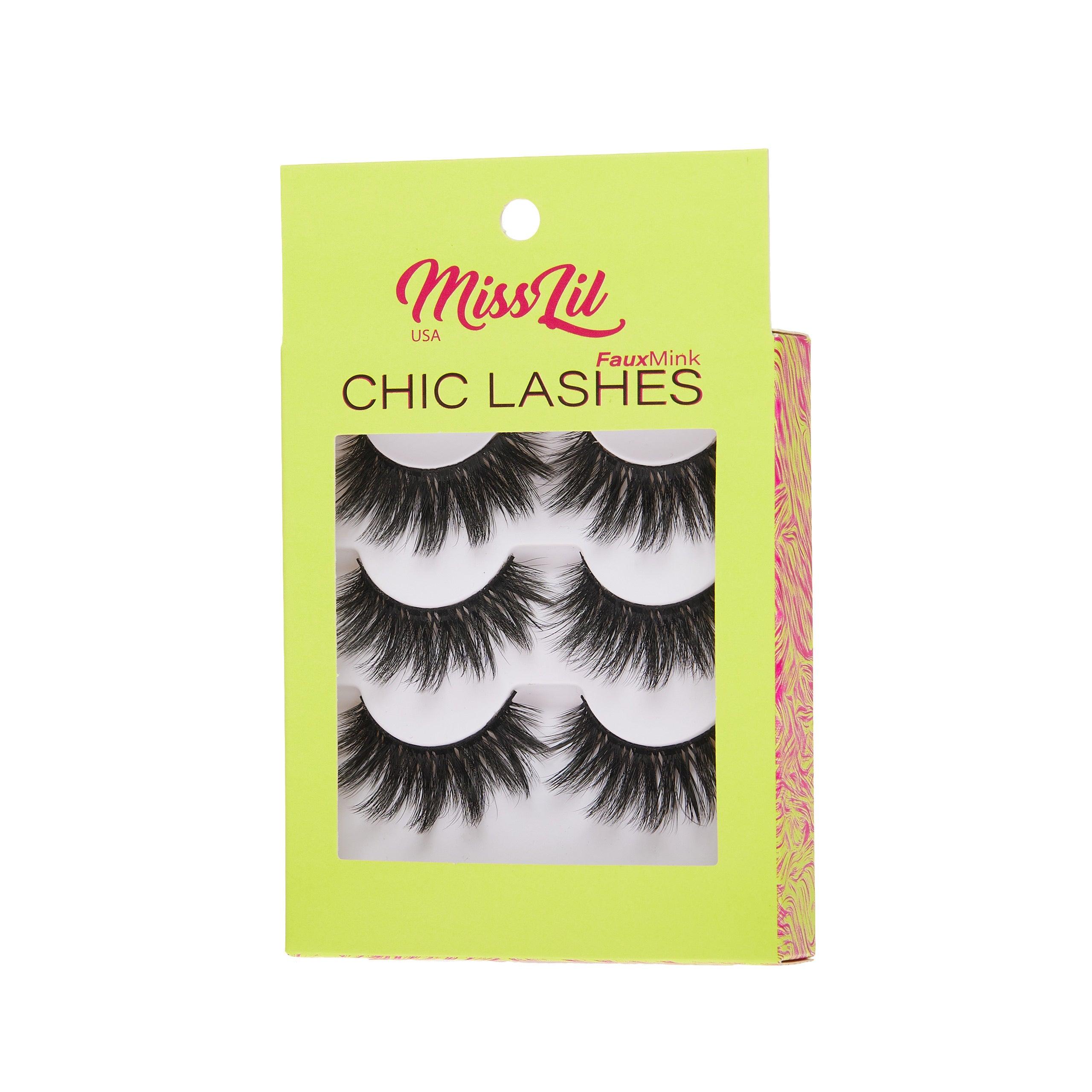 3-Pair Faux Mink Lashes - Chic Lashes Collection #24 - Pack of 3 - Miss Lil USA