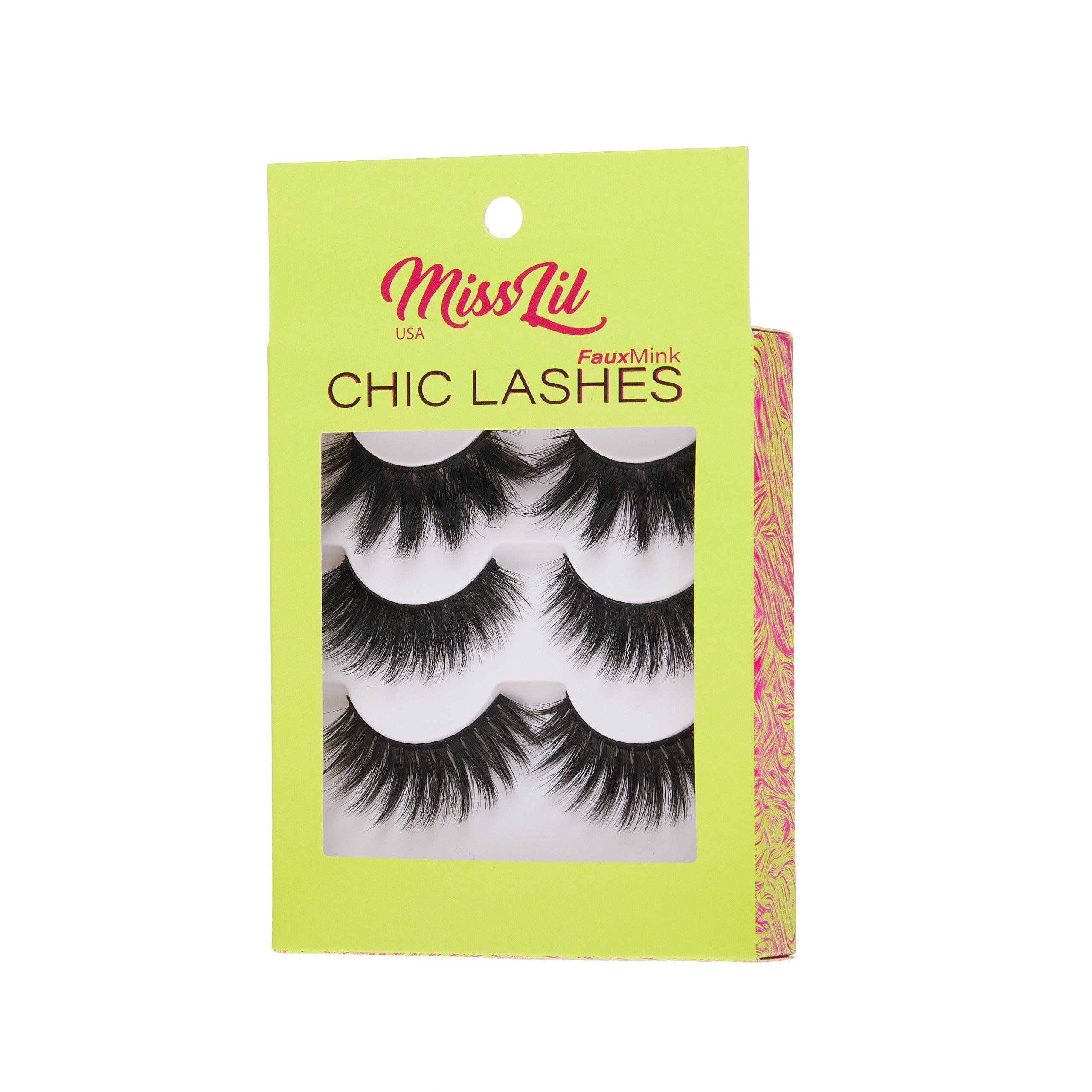 3-Pair Faux Mink Eyelashes - Chic Lashes Collection #26 - Pack of 3 - Miss Lil USA