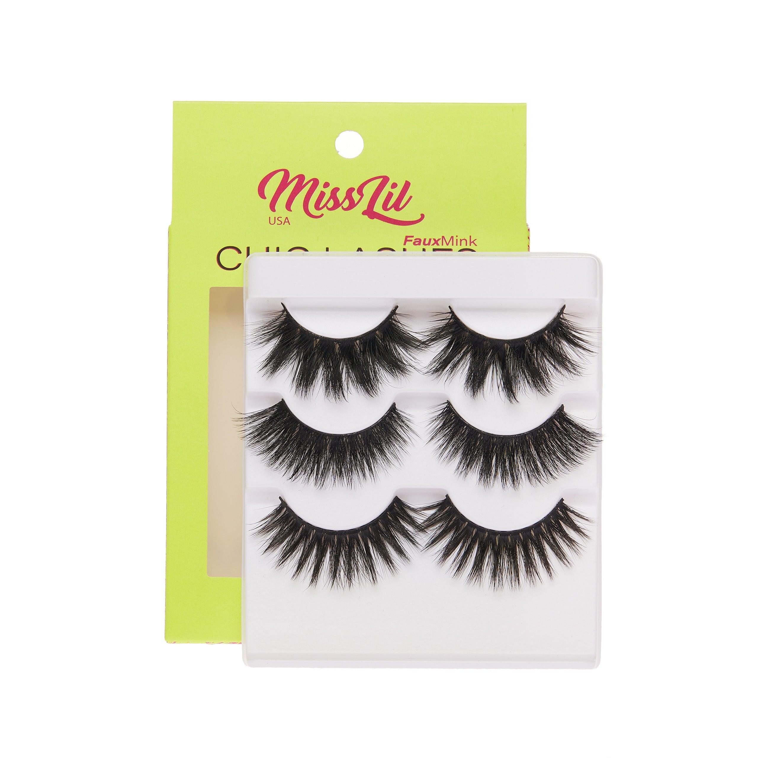 3-Pair Faux Mink Eyelashes - Chic Lashes Collection #26 - Pack of 3 - Miss Lil USA
