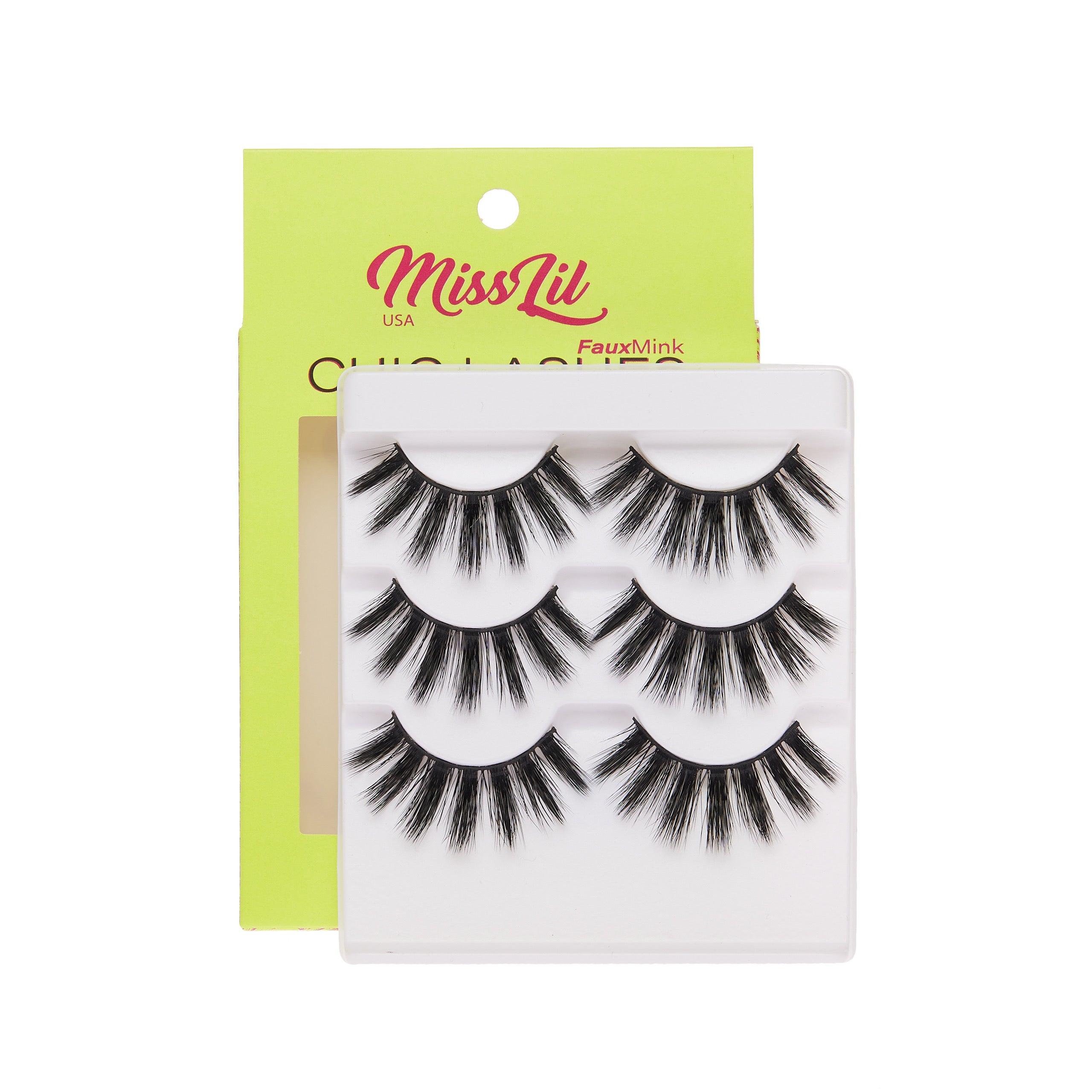 3-Pair Faux Mink Eyelashes - Chic Lashes Collection #4 - Pack of 3 - Miss Lil USA