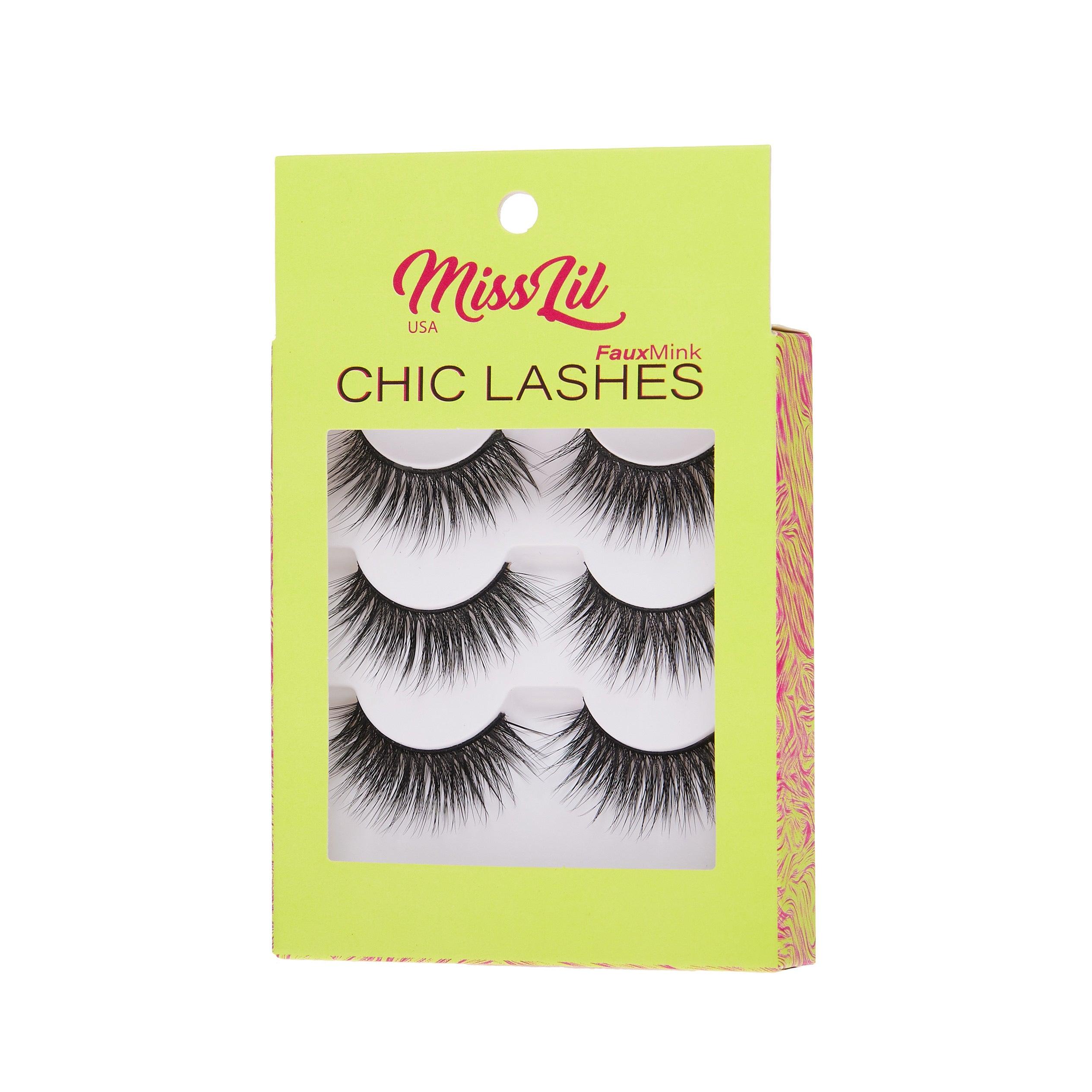 3-Pair Faux Mink Eyelashes - Chic Lashes Collection #9 - Pack of 3 - Miss Lil USA