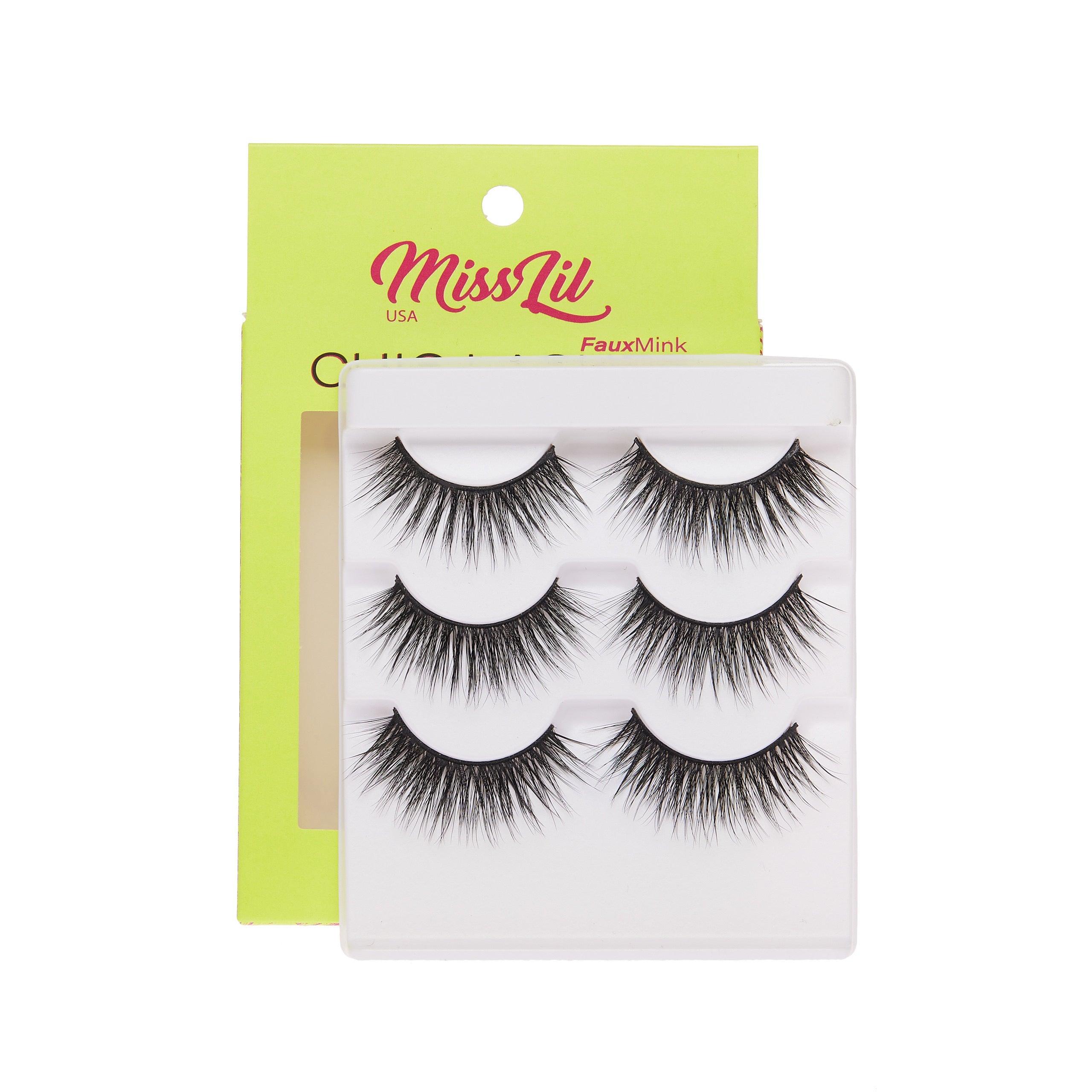 3-Pair Faux Mink Eyelashes - Chic Lashes Collection #9 - Pack of 3 - Miss Lil USA