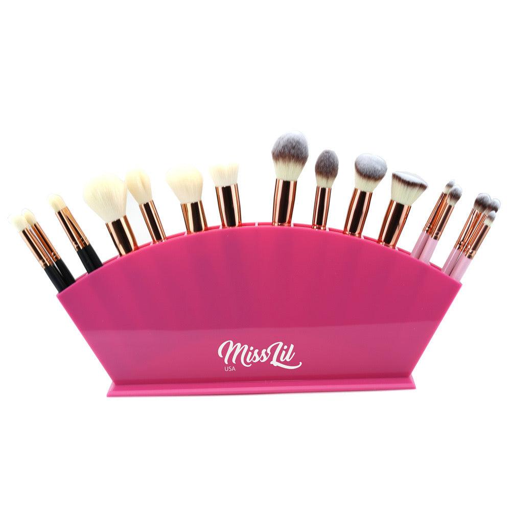 Miss Lil USA Makeup Beauty Brush Organizer | 12 Space Cosmetic Storage (Pink) - Miss Lil USA
