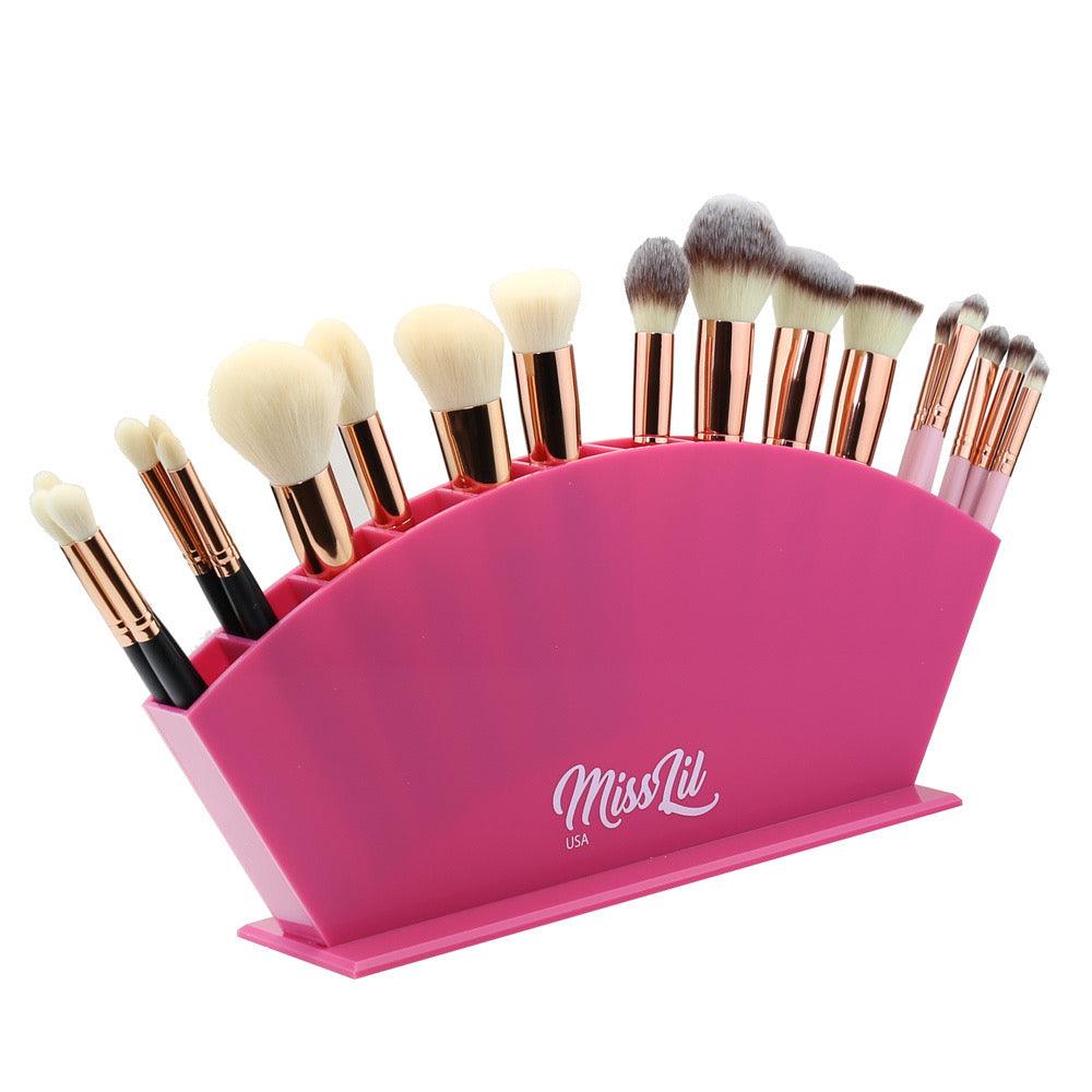 Miss Lil USA Makeup Beauty Brush Organizer | 12 Space Cosmetic Storage (Pink) - Miss Lil USA