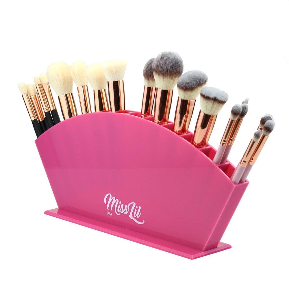 Miss Lil USA Makeup Beauty Brush Organizer | 12 Space Cosmetic Storage (Pink) - Miss Lil USA