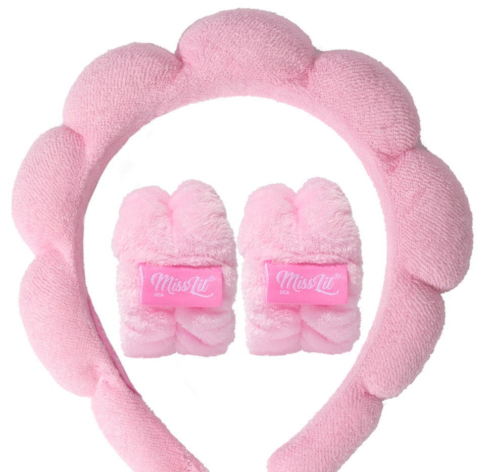 pink headband and wristband Set